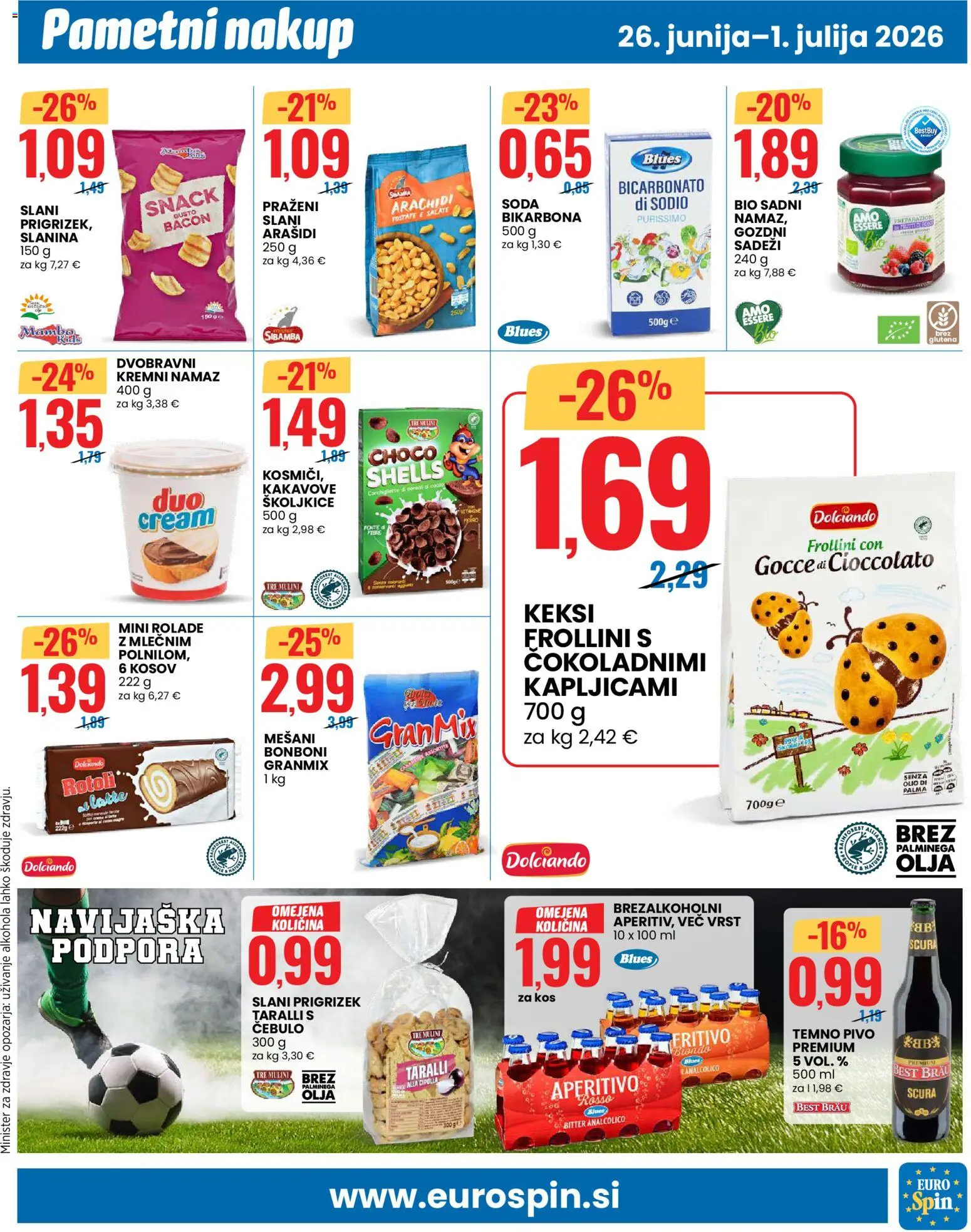 Novi Eurospin katalog ponudbe – veljaven od 26.06.2026 | Stran: 9 | Izdelki: Bonboni, Arašidi, Namaz, Pivo