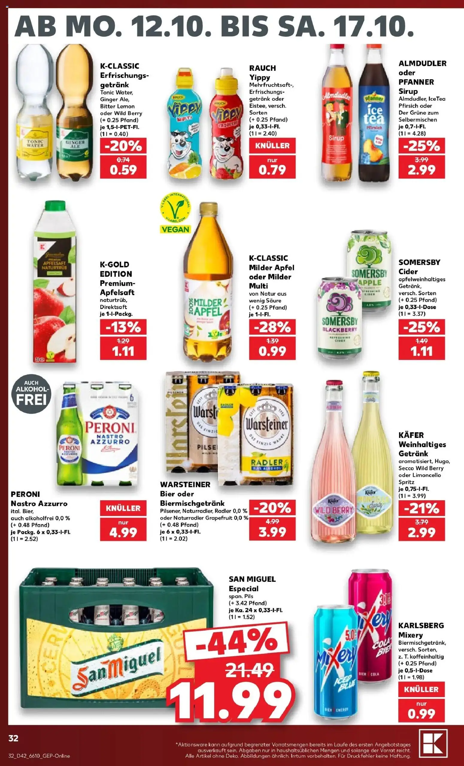 Prospekt Kaufland ab 12.10.2026 » Angebote Online zum Blättern | Seite: 36 | Produkte: Pils, Grapefruit, Warsteiner, Pfirsich