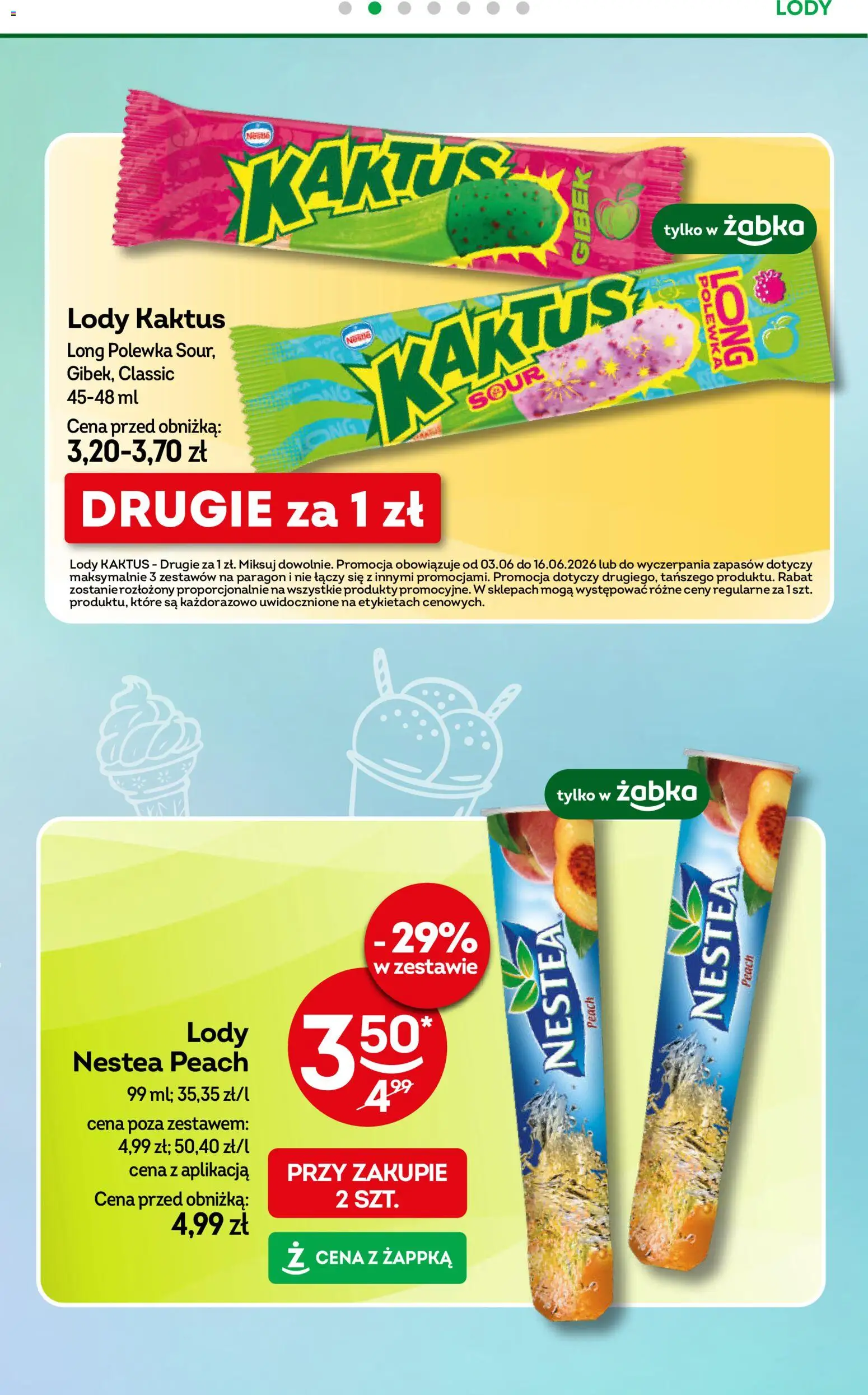 Żabka gazetka od 03.06.2026 | Strona: 63 | Produkty: Lody Kaktus, Lody