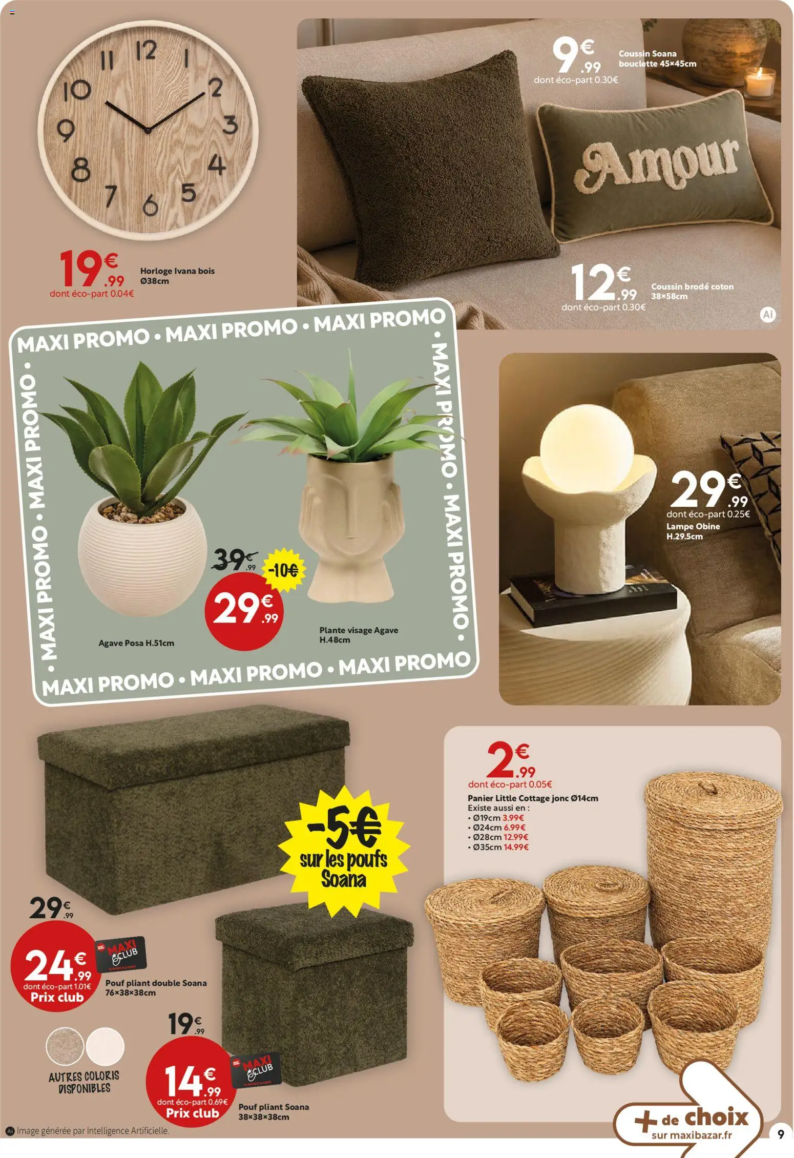 {H1} | Page: 9 | Produits: Coton, Pouf, Panier, Lampe