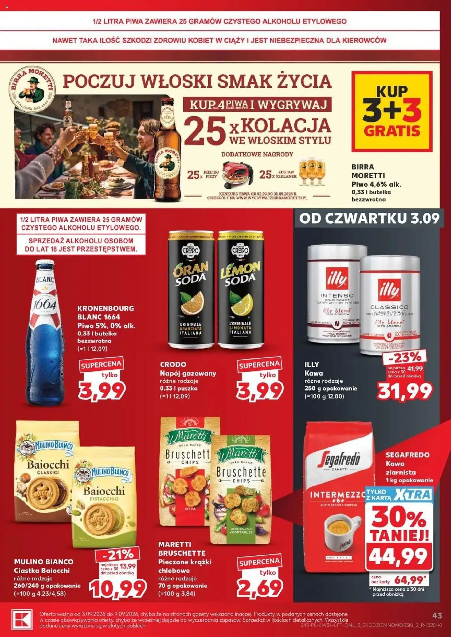 Kaufland gazetka od 03.09.2026 - od jutra PDF | Strona: 43 | Produkty: Karta, Kawa illy, Kawa ziarnista, Gazety