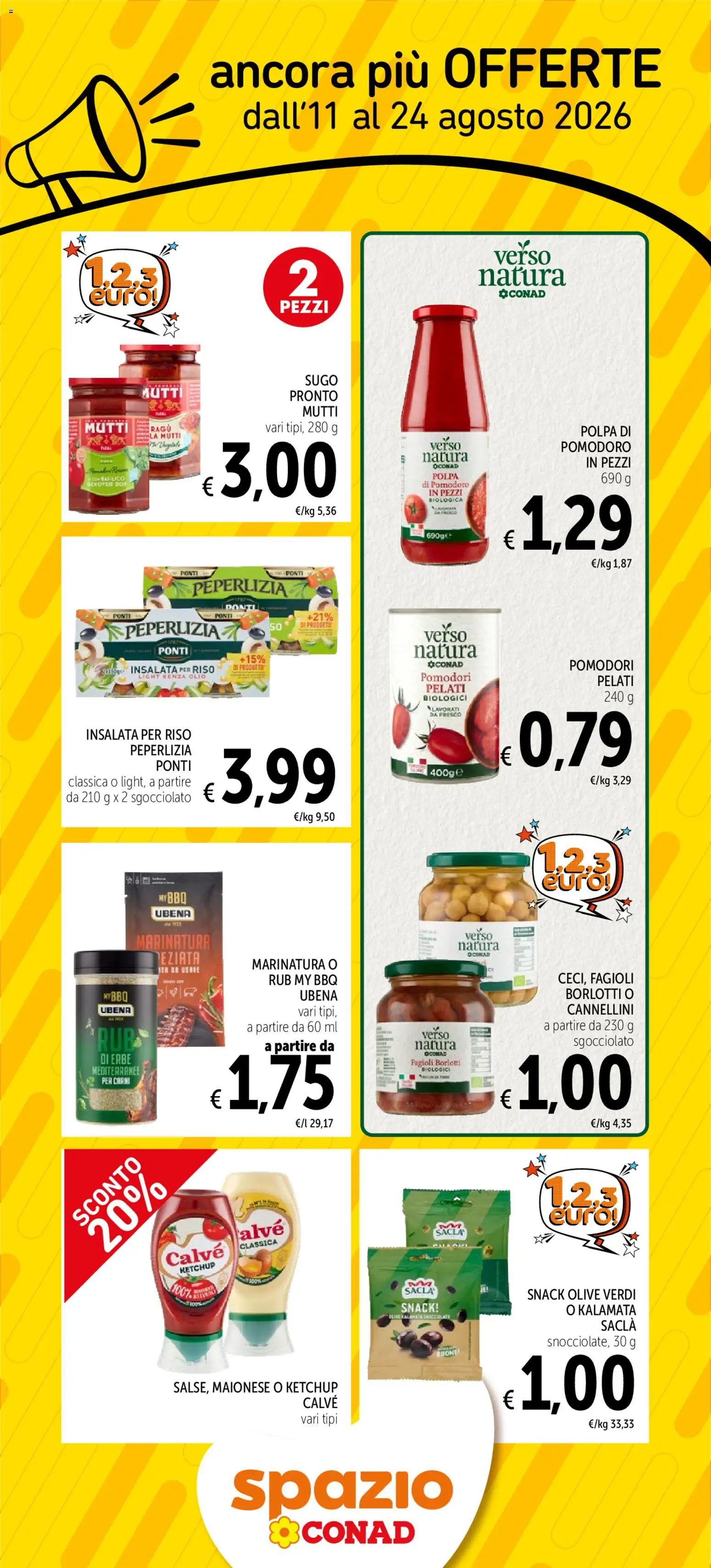 Volantino Spazio Conad del 11/08/2026 | Pagina: 2 | Prodotti: Erbe, Ketchup, Maionese, Sugo