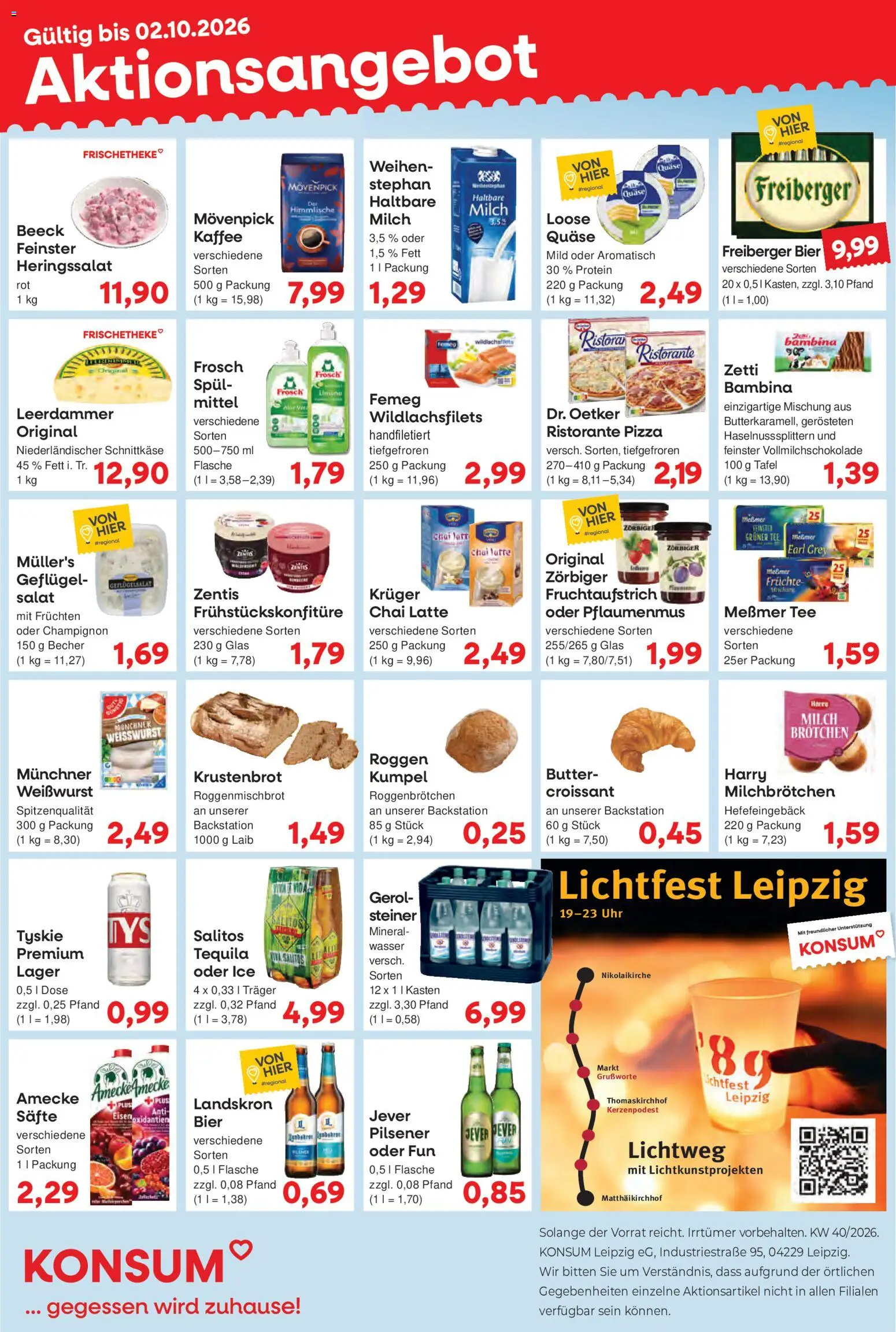 KONSUM Leipzig Prospekt – gültig ab 02.10.2026 | Seite: 1 | Produkte: Butter, Kaffee, Bier, Weißwurst