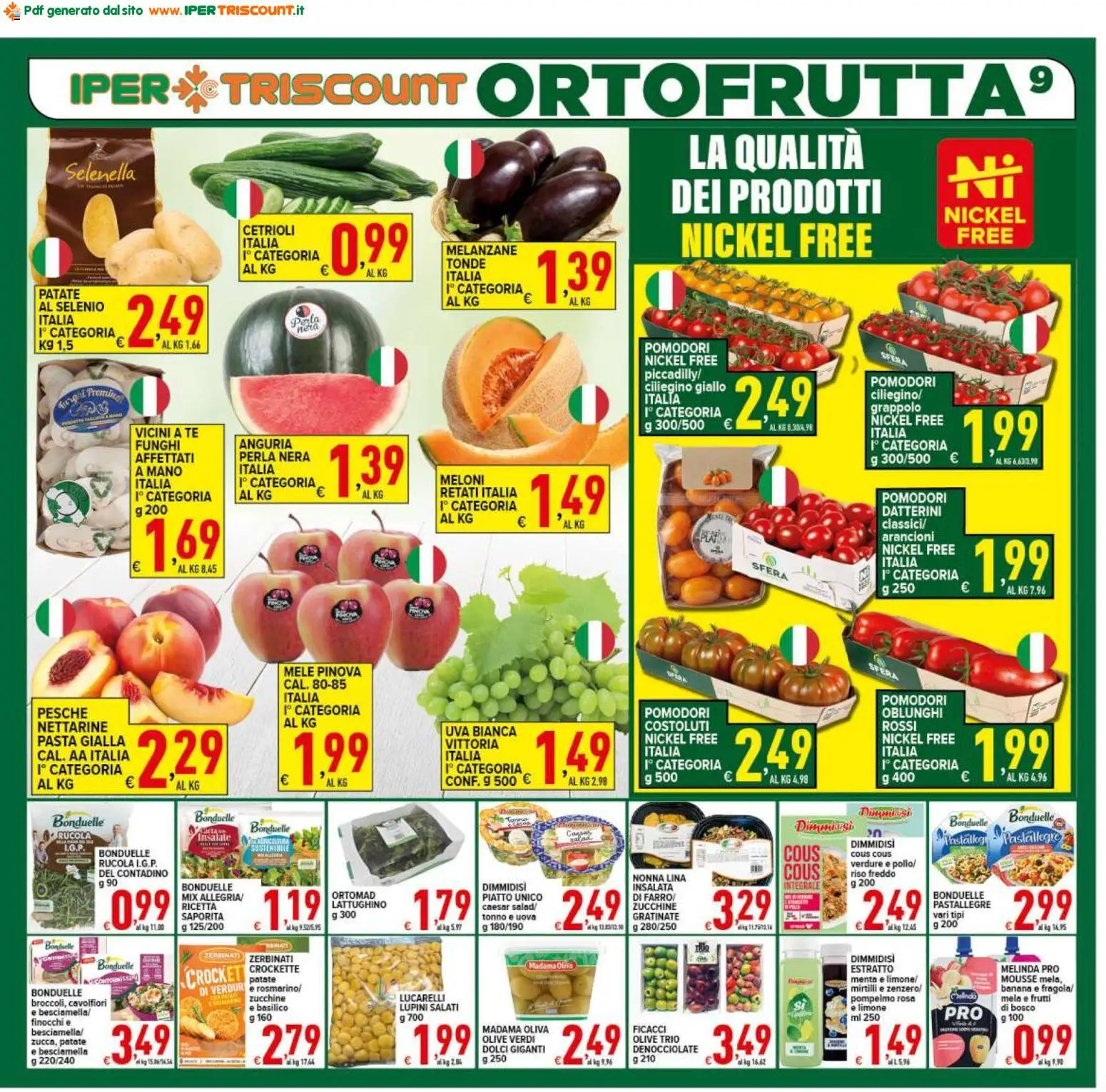 Volantino Ipertriscount del 10/07/2026 | Pagina: 9 | Prodotti: Pompelmo, Verdure, Limone, Olive