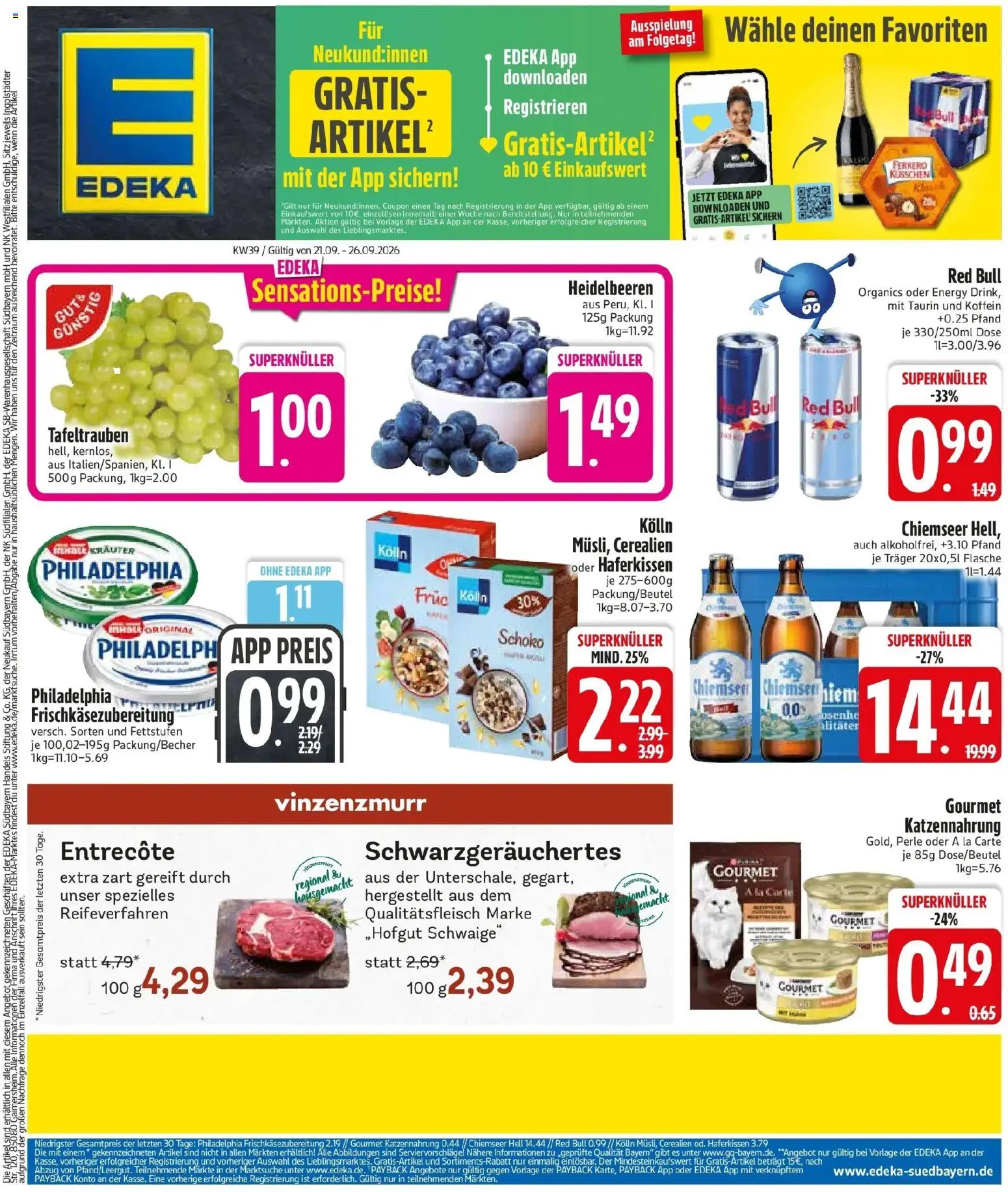Edeka Prospekt München (ab 21.09.2026) » Angebote Online | Seite: 3 | Produkte: Kolln, Energy, Philadelphia, Entrecote