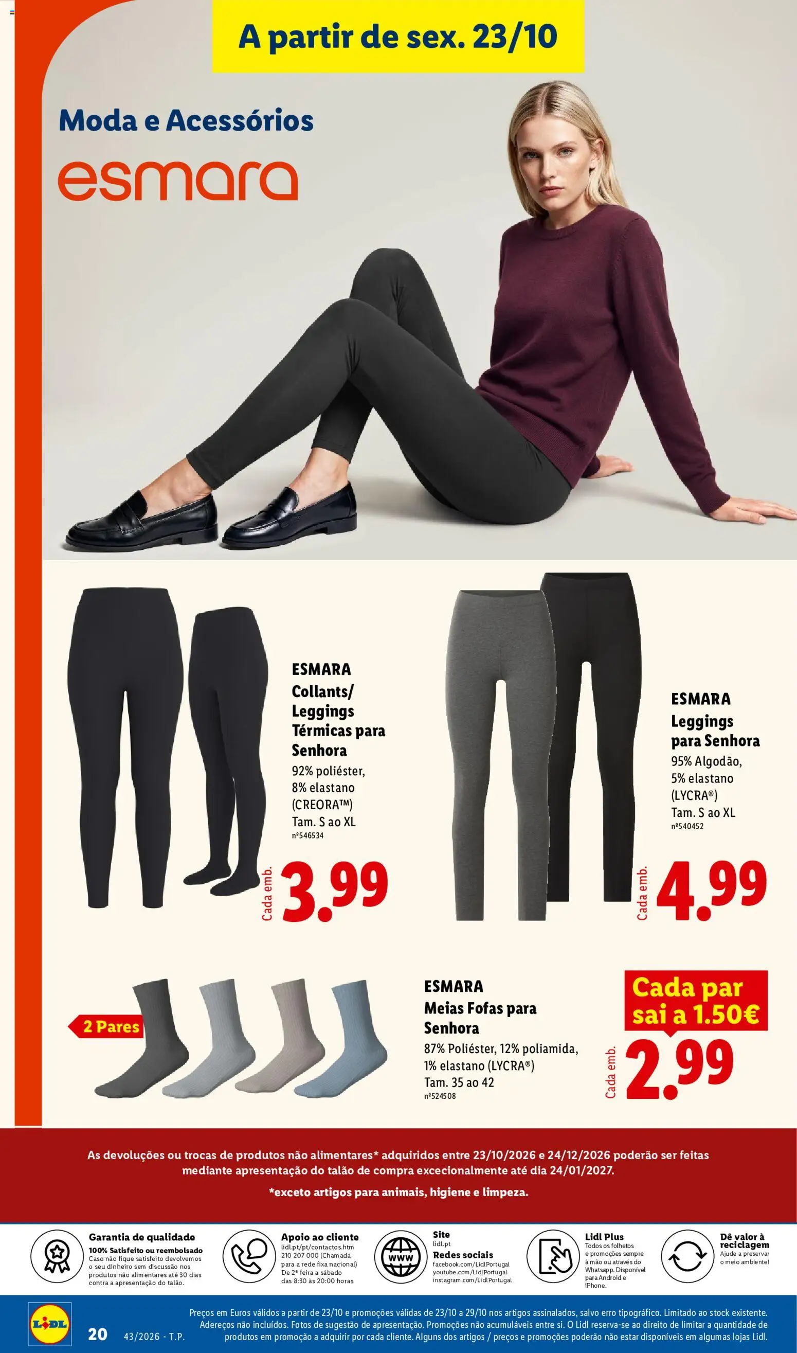 Lidl Promoções Fim de Semana │ válido de 23/10/2026 | Página: 20 | Produtos: Leggings térmicas, Meias, Leggings