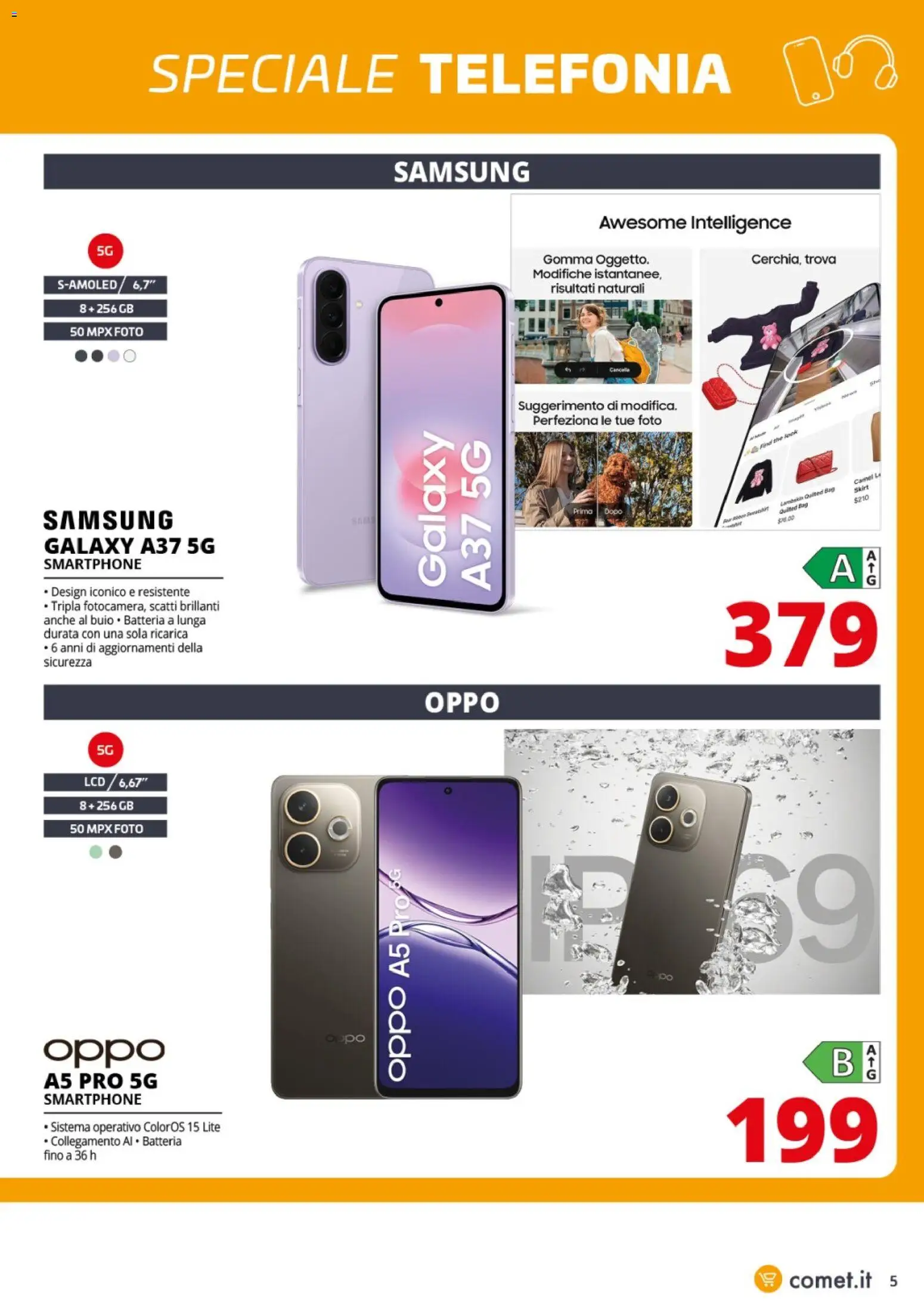 Volantino Comet del 08.05.2026 | Pagina: 5 | Prodotti: The, Smartphone, Batteria, Samsung