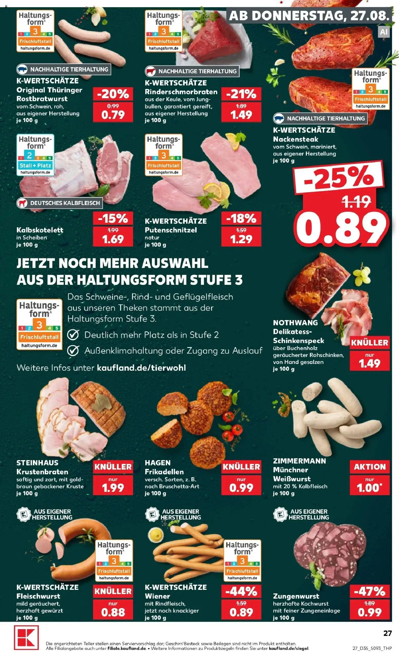 Prospekt Kaufland ab 24.08.2026 » Angebote Online zum Blättern | Seite: 38 | Produkte: Beilagen, Weißwurst, Krustenbraten, Putenschnitzel