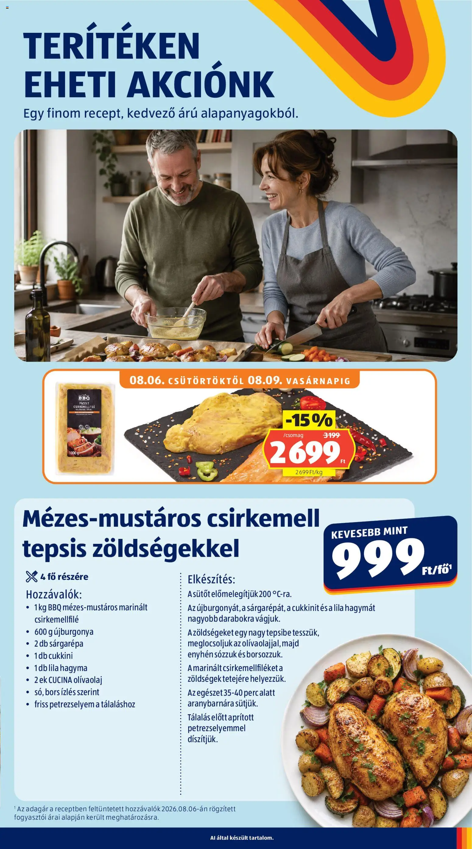 Aldi akciós ujság - amely érvényes a következő dátumtól: 2026.08.06. | Oldal: 5 | Termékek: Sárgarépa, Csirkemell, Olívaolaj, Bors