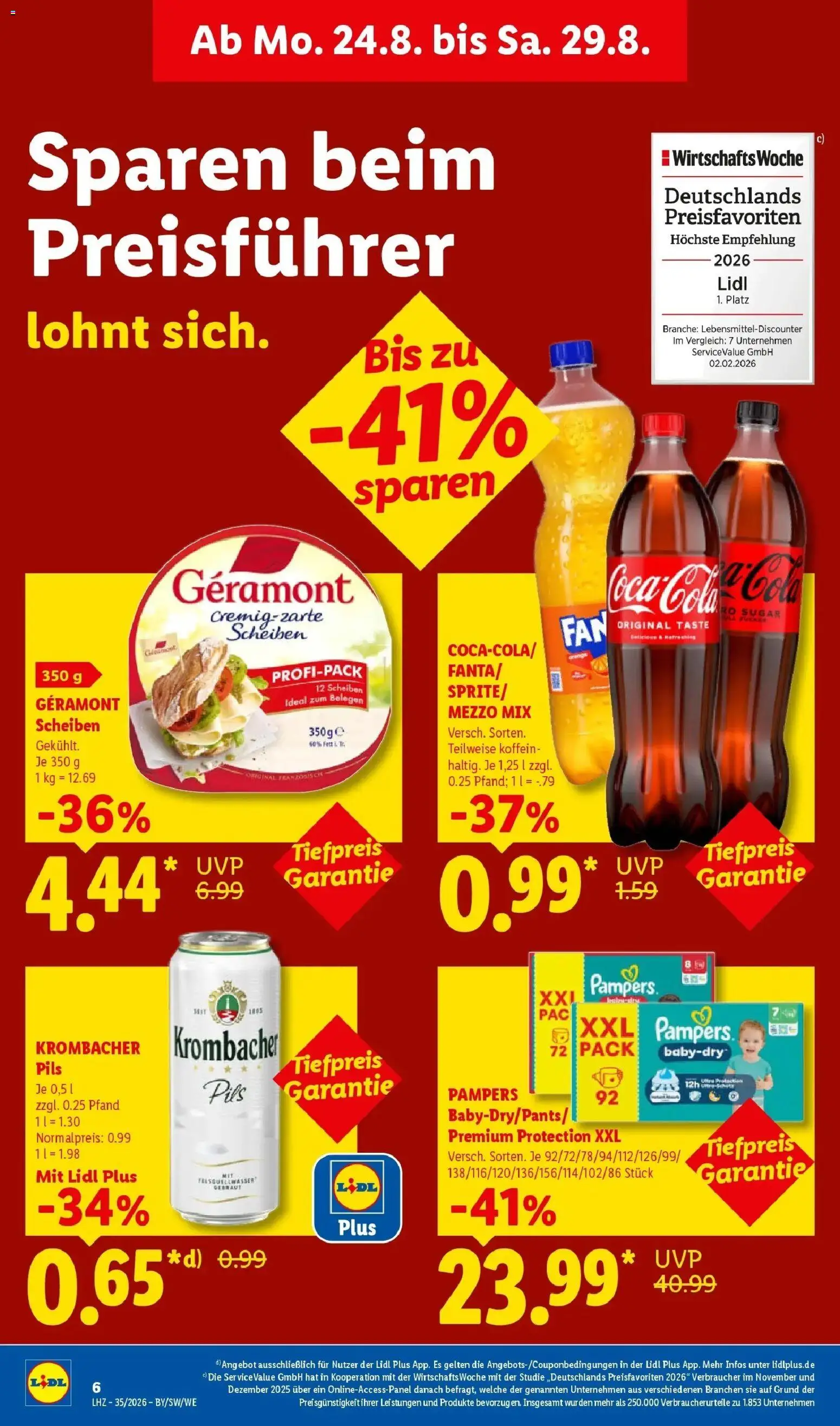 Lidl Prospekt Pocking (ab 24.08.2026) zum Blättern » Angebote | Seite: 18 | Produkte: Geramont, Mezzo mix, Pils, Krombacher
