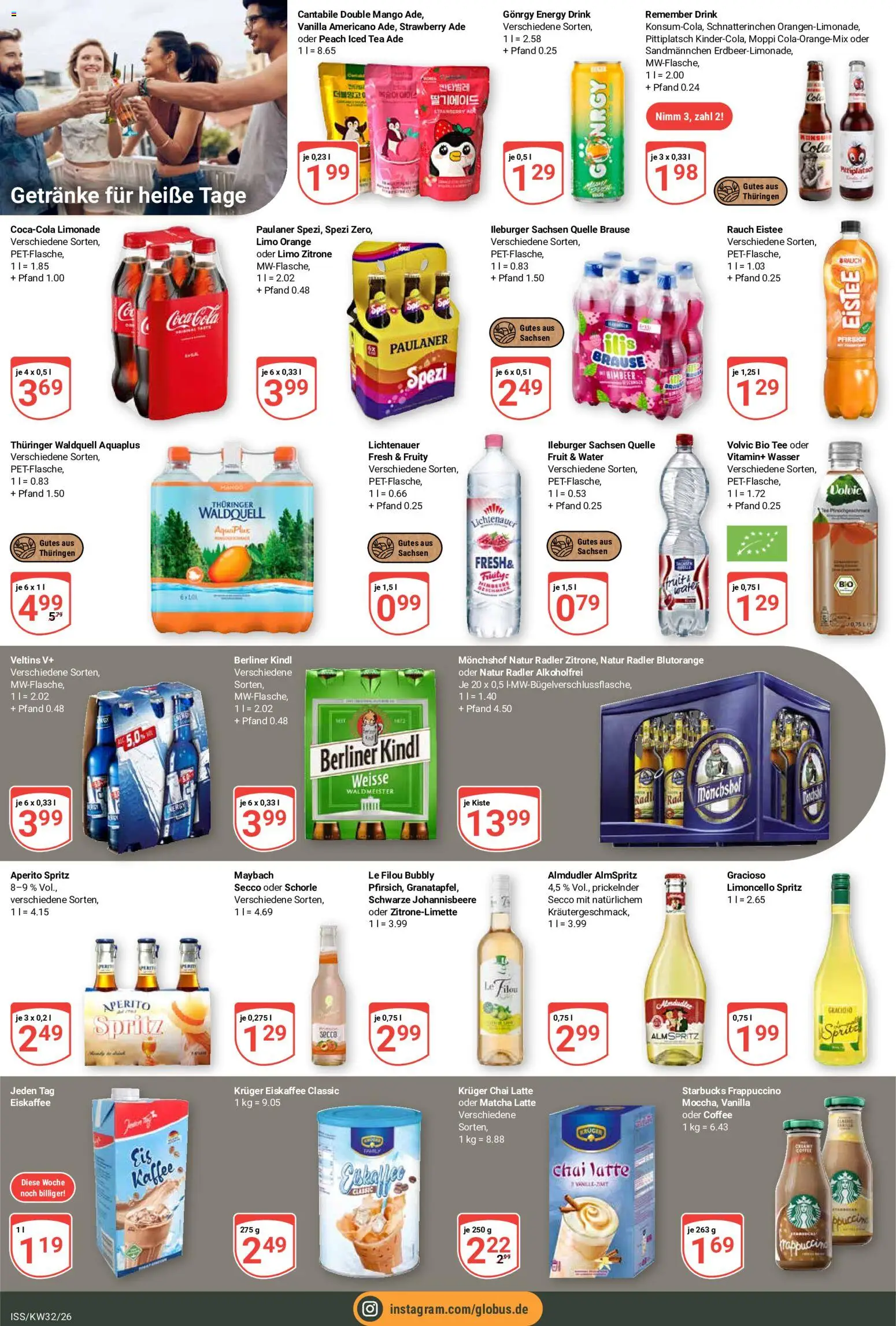 Globus Prospekt – gültig ab 03.08.2026 | Seite: 16 | Produkte: Kaffee, Starbucks, Mango, Paulaner