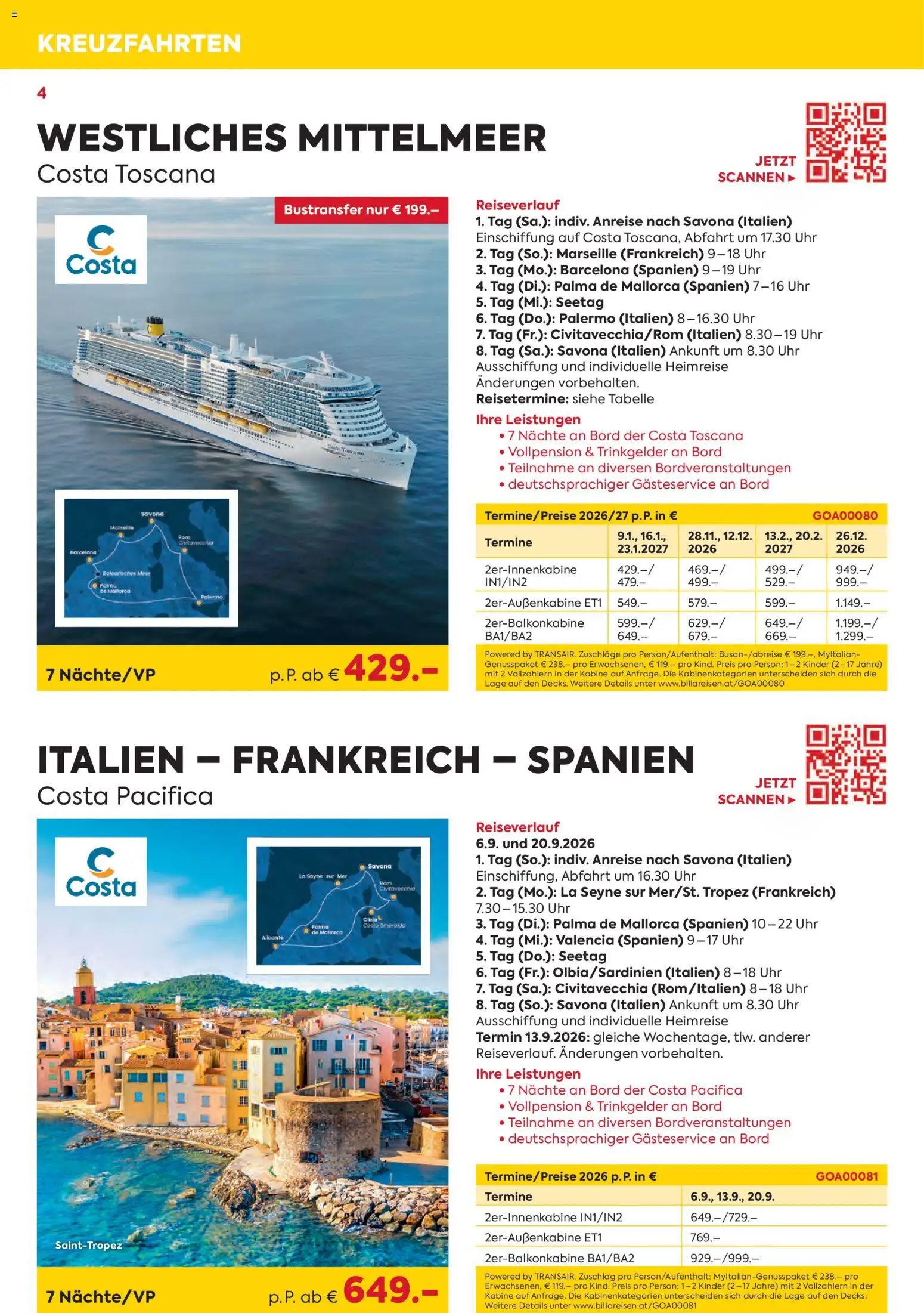 Billa - Billa Reise Kreuzfahrten Highlights gültig ab 01.01.2026 | Seite: 4 | Produkte: Uhr