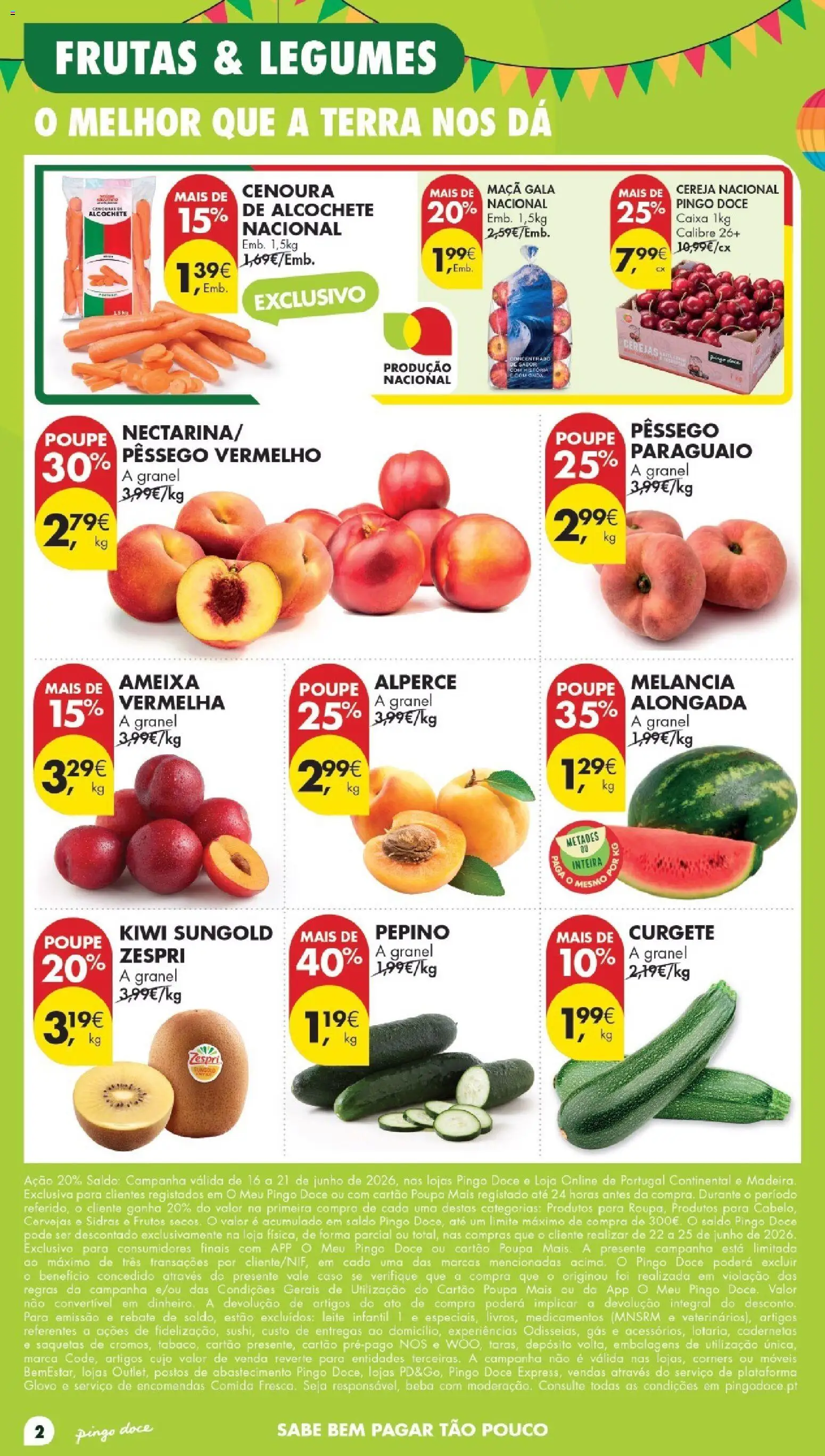 Pingo Doce Poupe Esta Semana Madeira │ válido de 16.06.2026 | Página: 2 | Produtos: Curgete, Cereja, Leite, Maça
