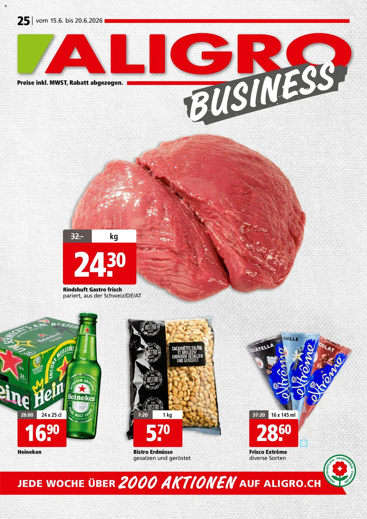 Aligro aktionen Business Chavannes, Matran, Genf, Sitten – gültig ab 15.06.2026 | Seite: 1 | Produkte: Erdnüsse