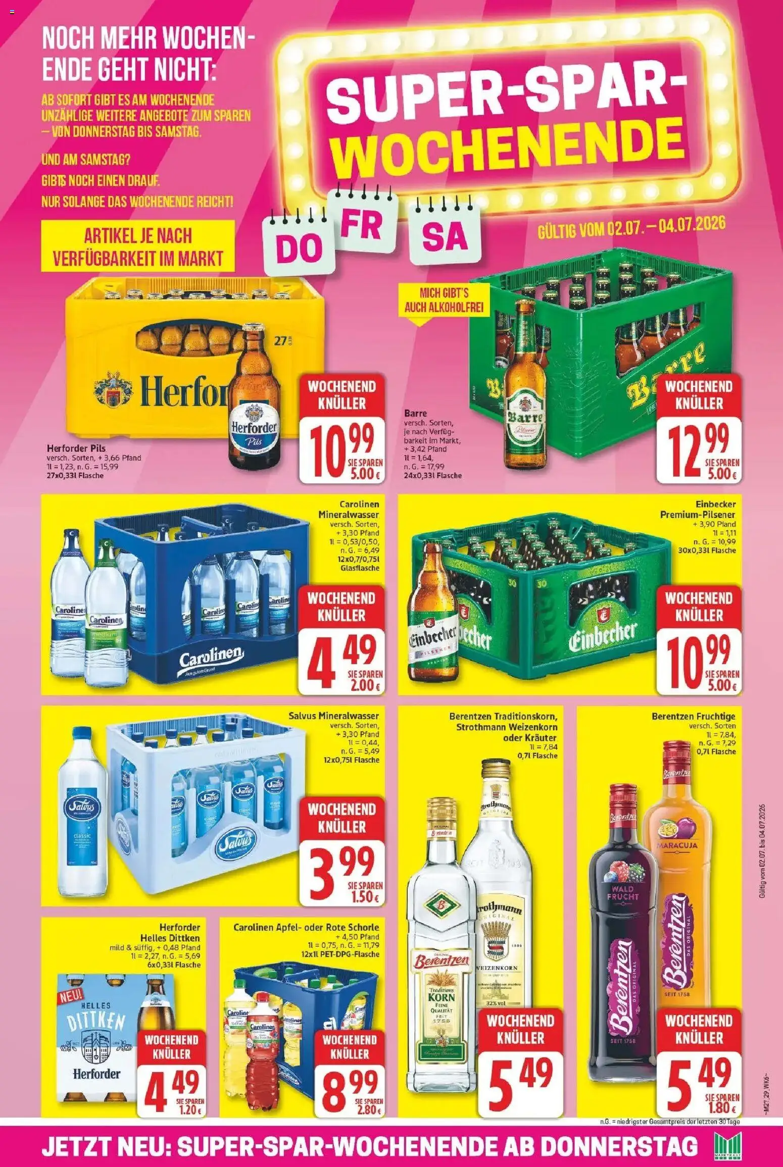 Marktkauf - Wochenangebote – gültig ab 28.06.2026 | Seite: 31 | Produkte: Pils, Äpfel, Mineralwasser, Berentzen