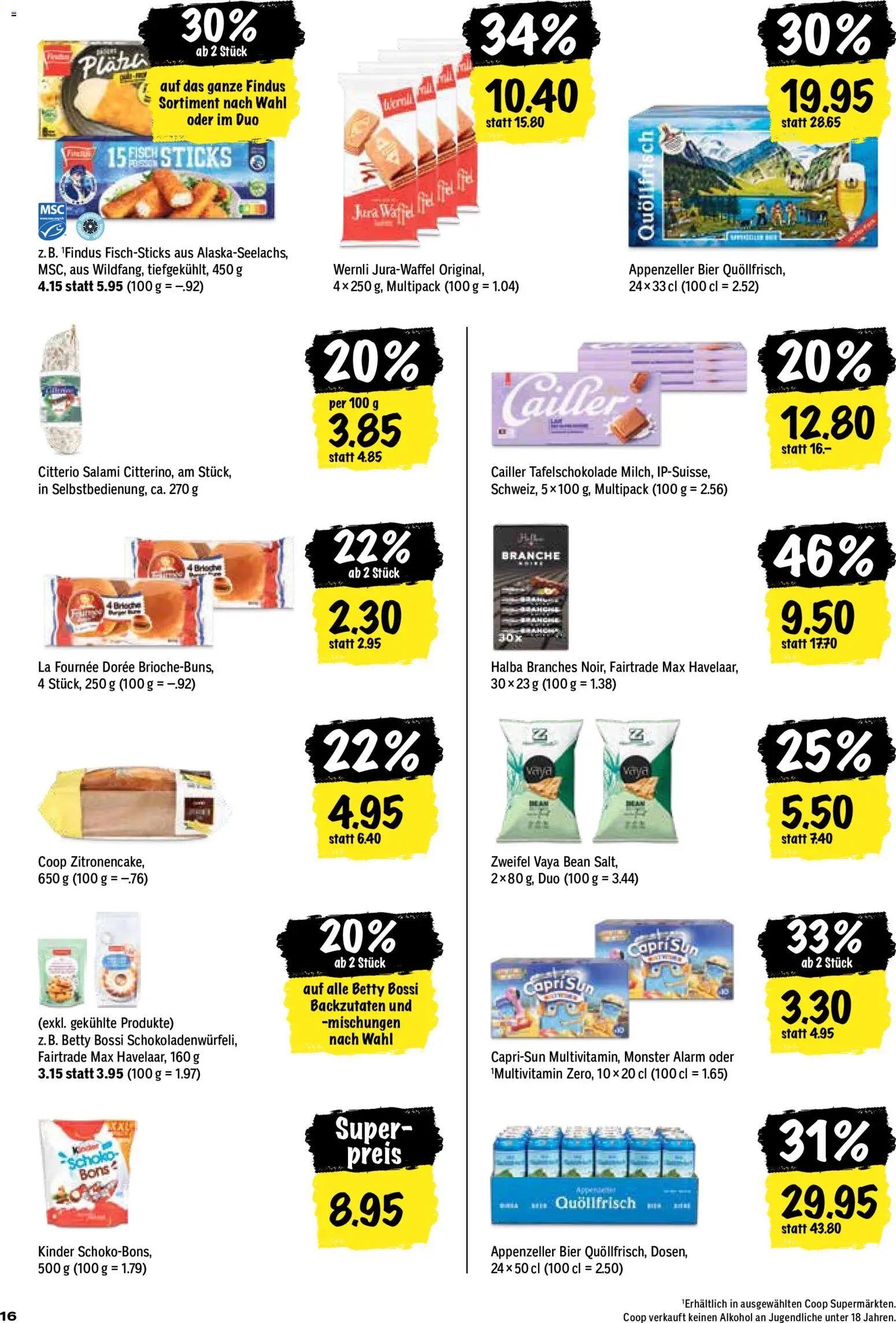 Coop aktionen – gültig ab 27.08.2026 | Seite: 16 | Produkte: Salami, Bier, Chips