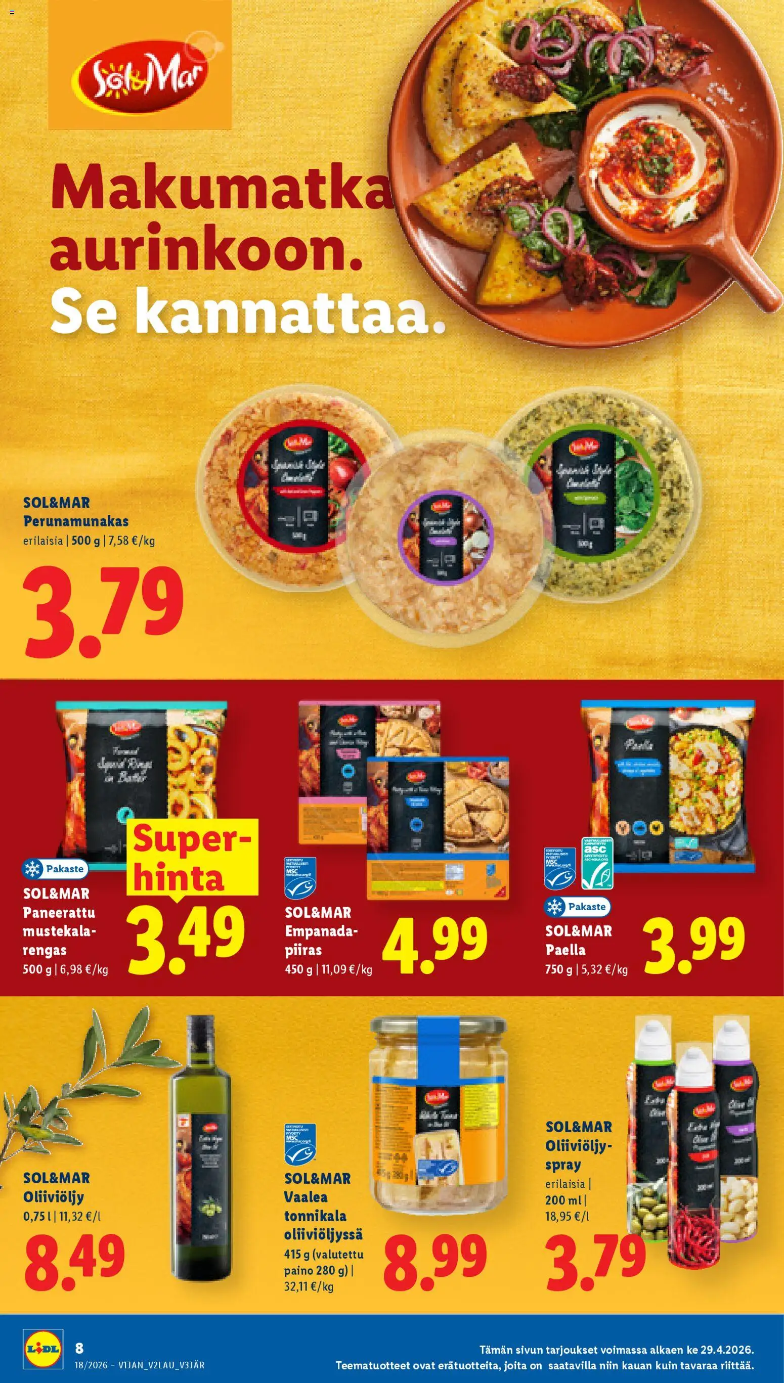 Lidl tarjoukset - Helsinki – voimassa 29.04.2026 alkaen | Sivu: 8 | Tuotteet: Oliiviöljy, Tonnikala