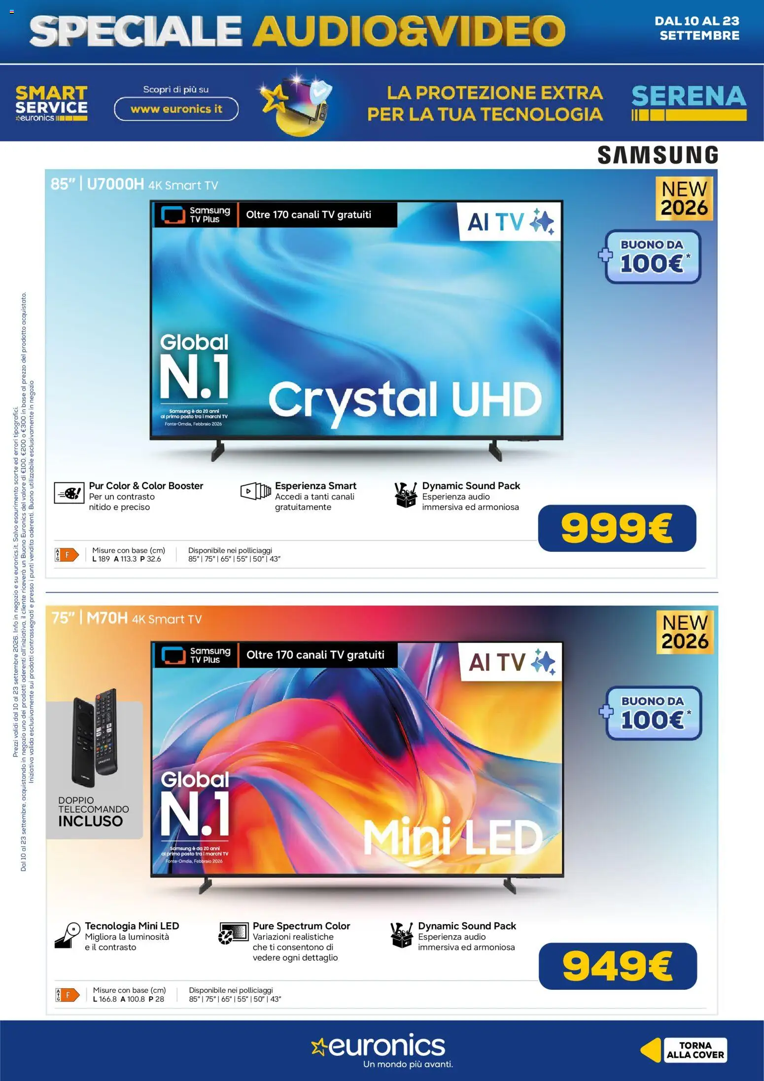Volantino Euronics del 10/09/2026 | Pagina: 8 | Prodotti: smart TV, TV, Audio, Samsung