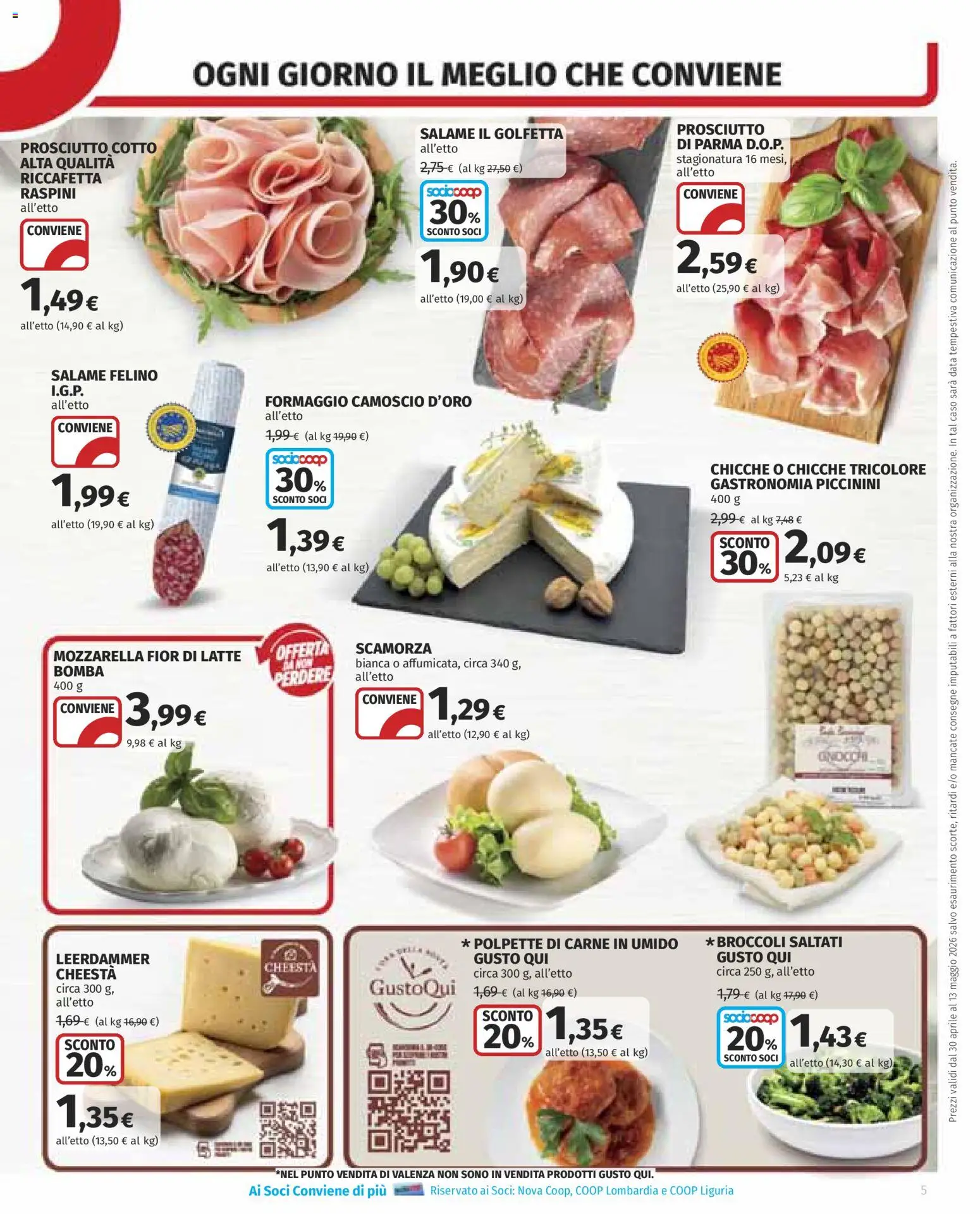 Volantino COOP del 30.04.2026 | Pagina: 5 | Prodotti: Salame, Latte, Formaggio, Data