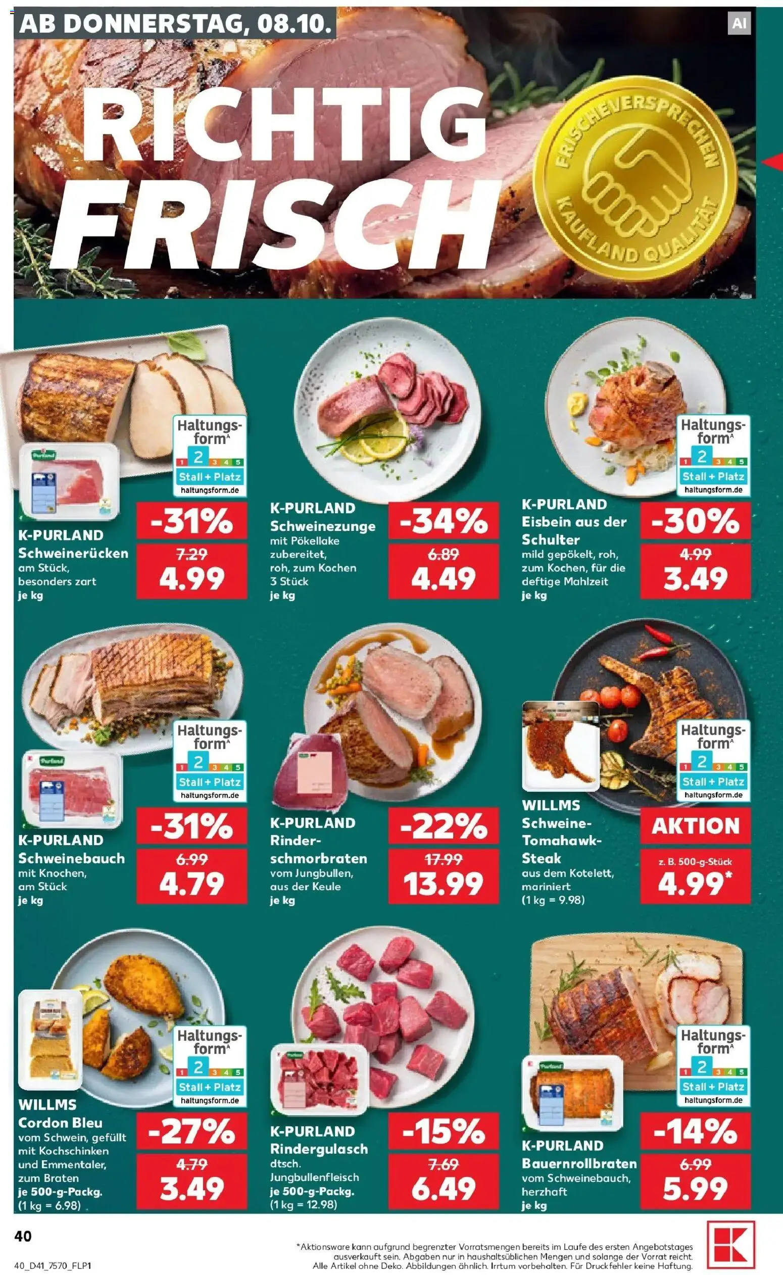 Prospekt Kaufland ab 05.10.2026 » Angebote Online zum Blättern | Seite: 50 | Produkte: Schweinebauch, Schulter, Schweinerucken, Steak