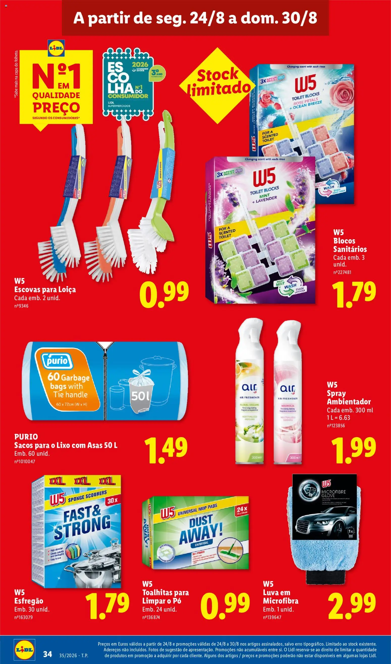 Lidl folheto │ válido de 24/08/2026 | Página: 34 | Produtos: Esfregão, Pó, Sacos para o lixo, Ambientador