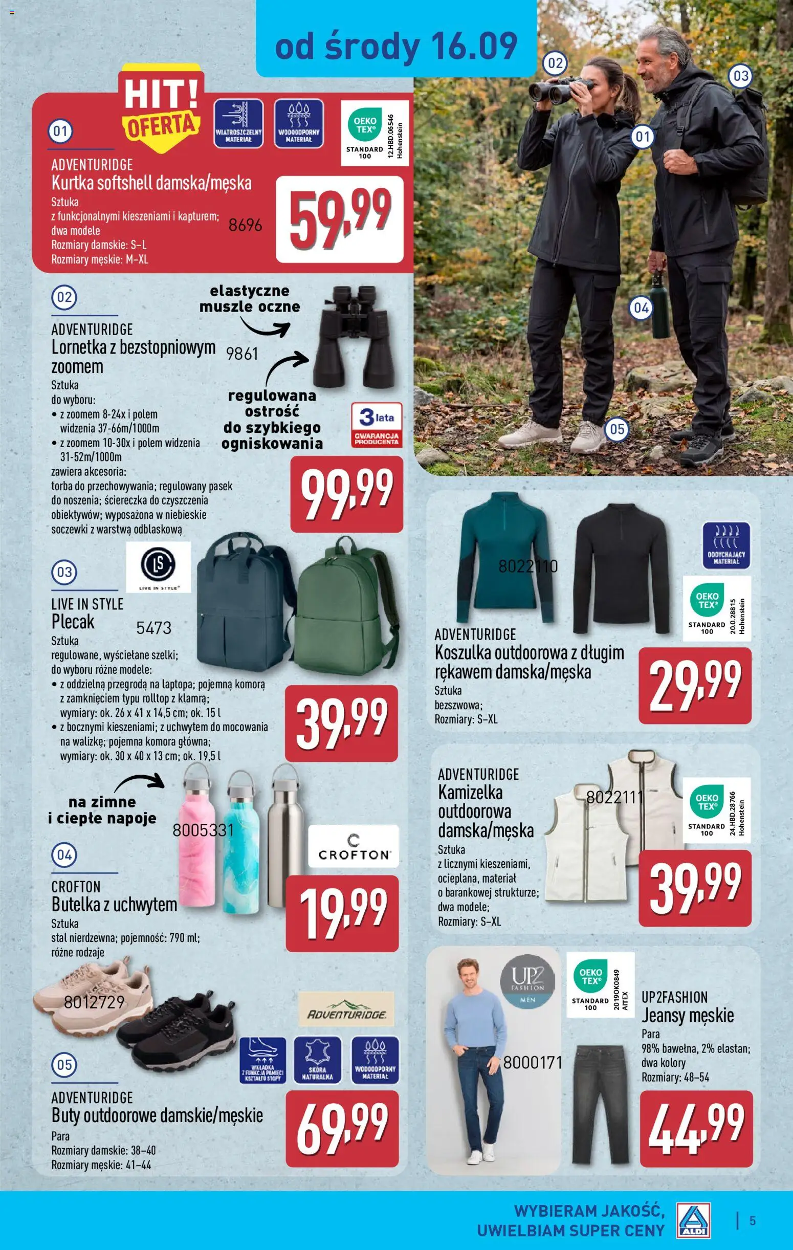 Aldi gazetka - Hity od Środy i od Soboty od 16.09.2026 | Strona: 5 | Produkty: Buty, Plecak, Pasek, Torba