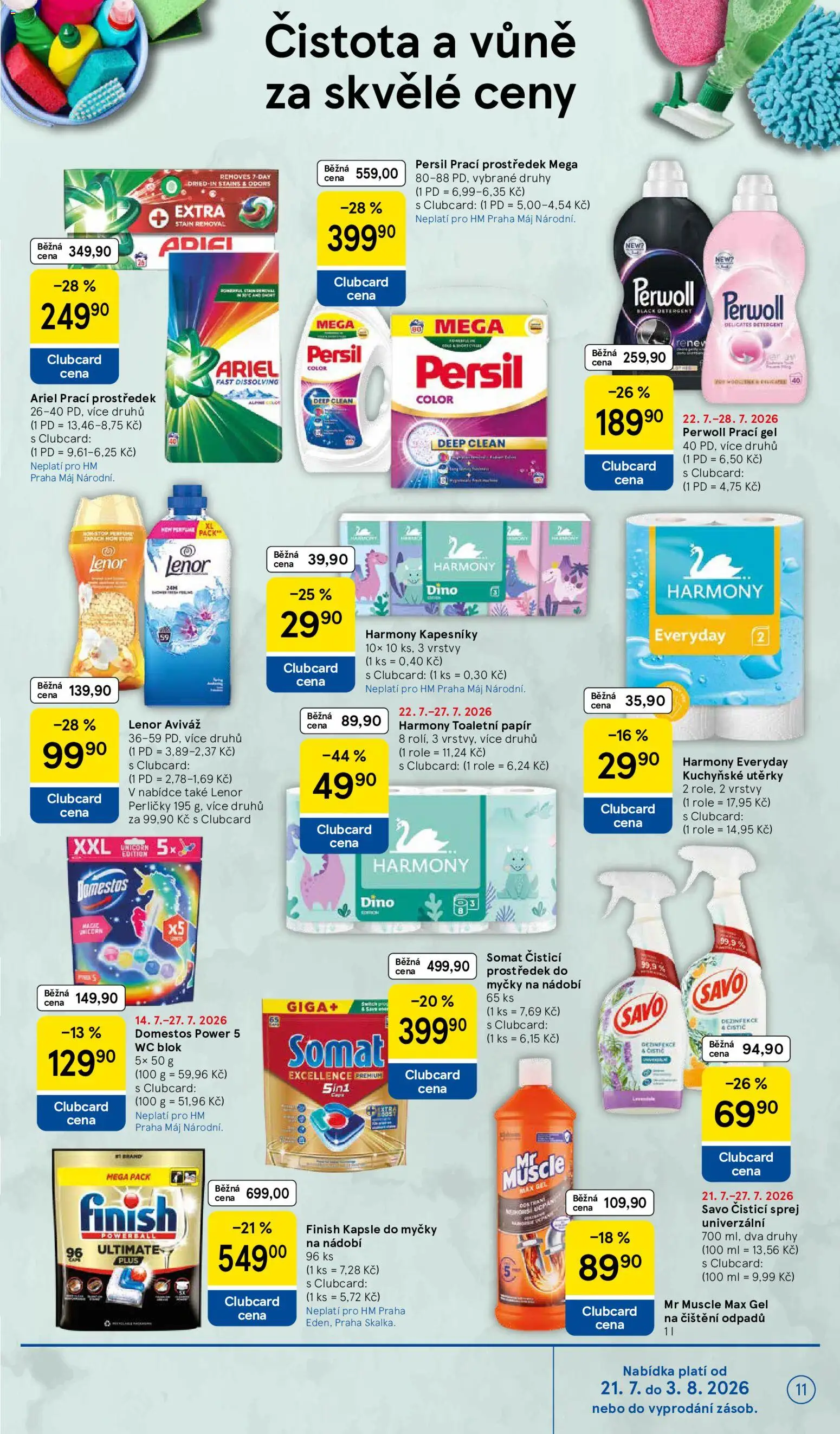 Tesco leták - Hypermarket od 22.07.2026 | Strana: 11 | Produkty: Aviváž, Lenor, Čistící prostředek, Utěrky