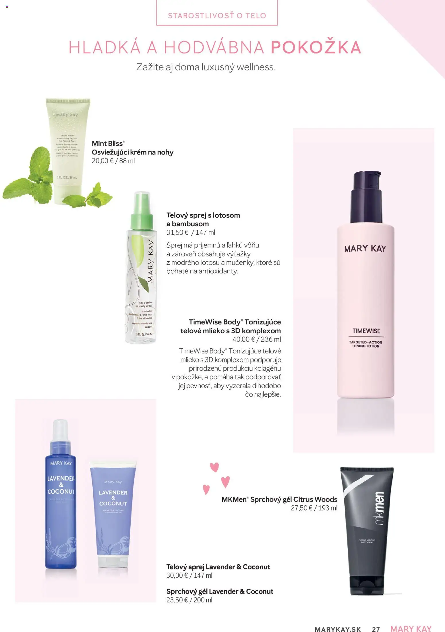 Nové Mary Kay akcie – leták je platný od 30.06.2026 | Strana: 27 | Produkty: Mlieko, Telové mlieko, Sprchový gél, Krém