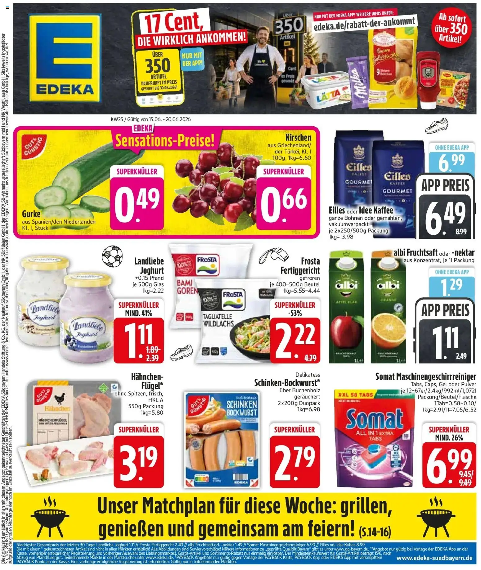 Edeka prospekt München – gültig ab 14.06.2026 | Seite: 3 | Produkte: Hahnchen, Idee kaffee, Kirschen, Fruchtsaft