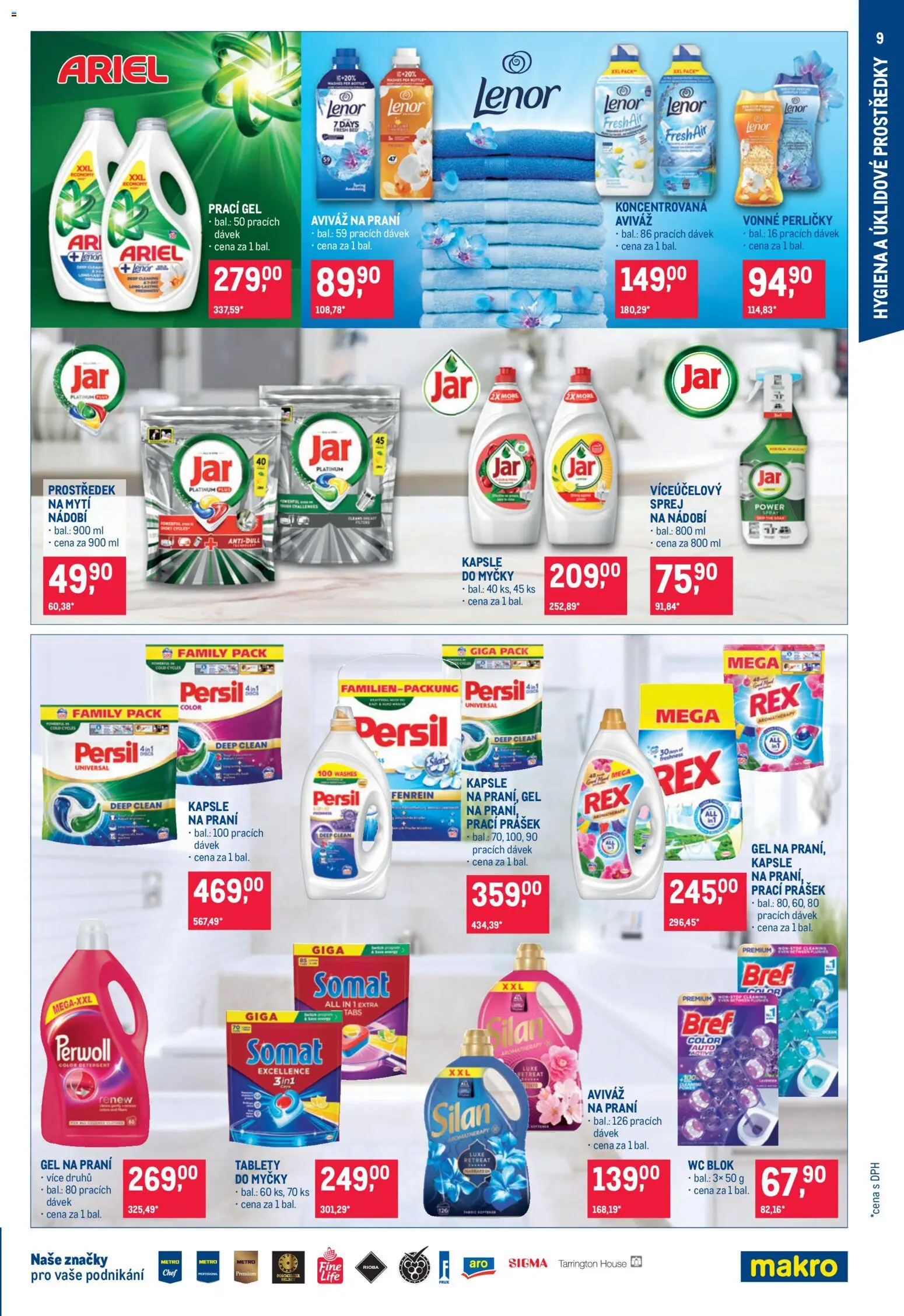 Makro leták - Nepotravinové zboží od 15.07.2026 | Strana: 9 | Produkty: Prací gel, Nádobí, Perwoll, Somat