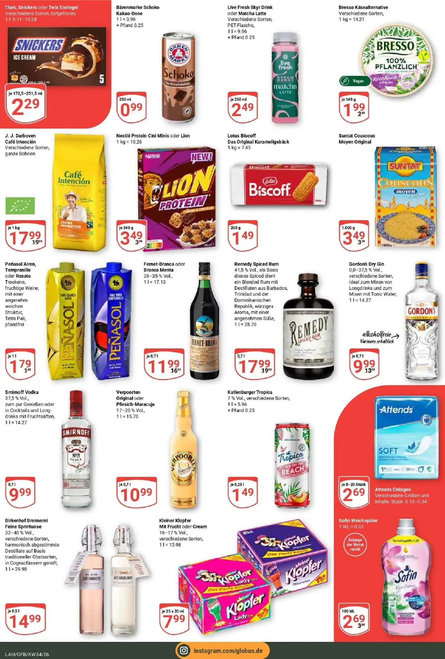 Globus Prospekt Lahnstein (ab 17.08.2026) » Angebote online | Seite: 5 | Produkte: Snickers, Twix, Skyr, Vodka
