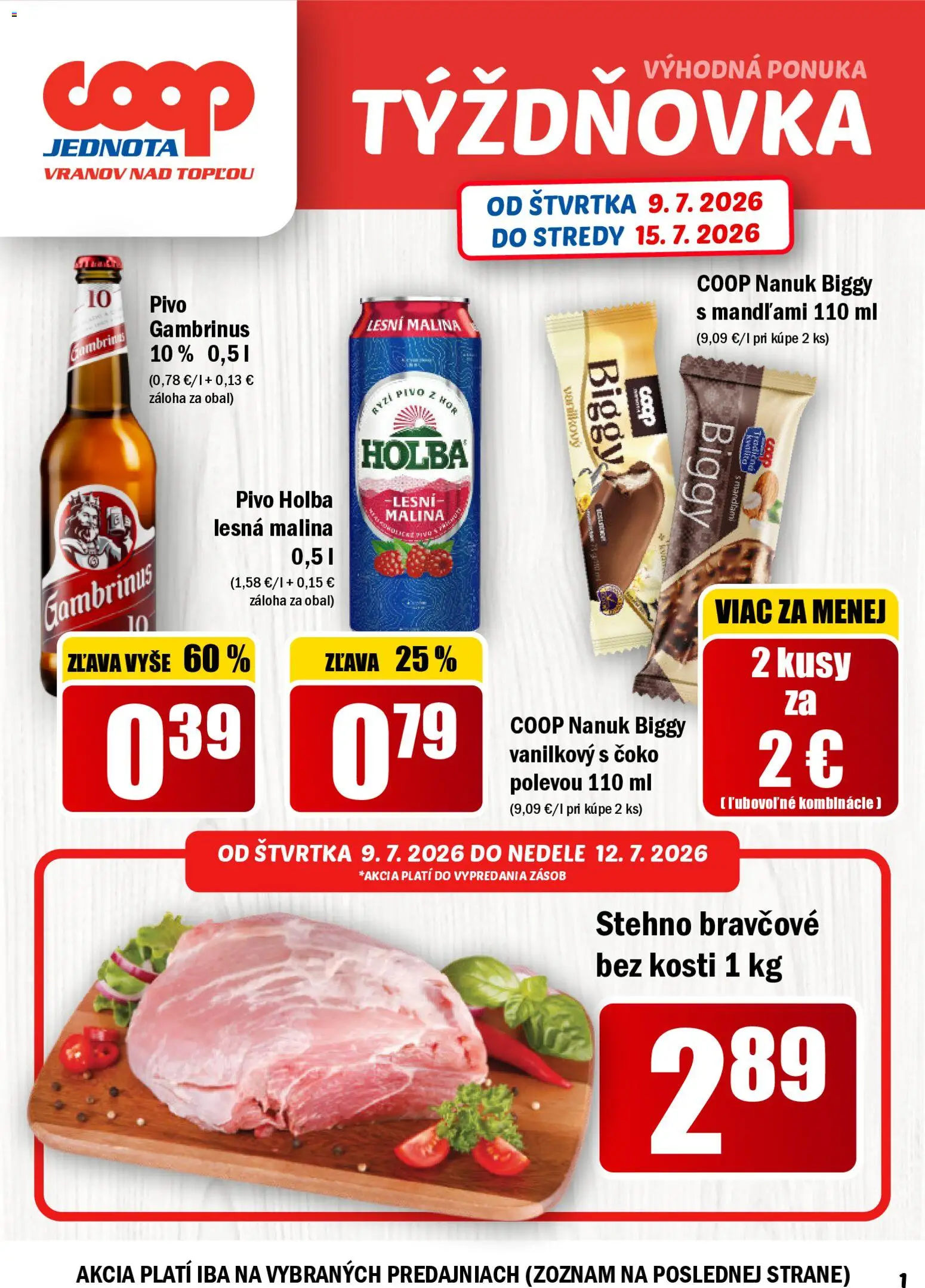 Nové COOP Jednota akcie – leták je platný od 09.07.2026 | Strana: 1
