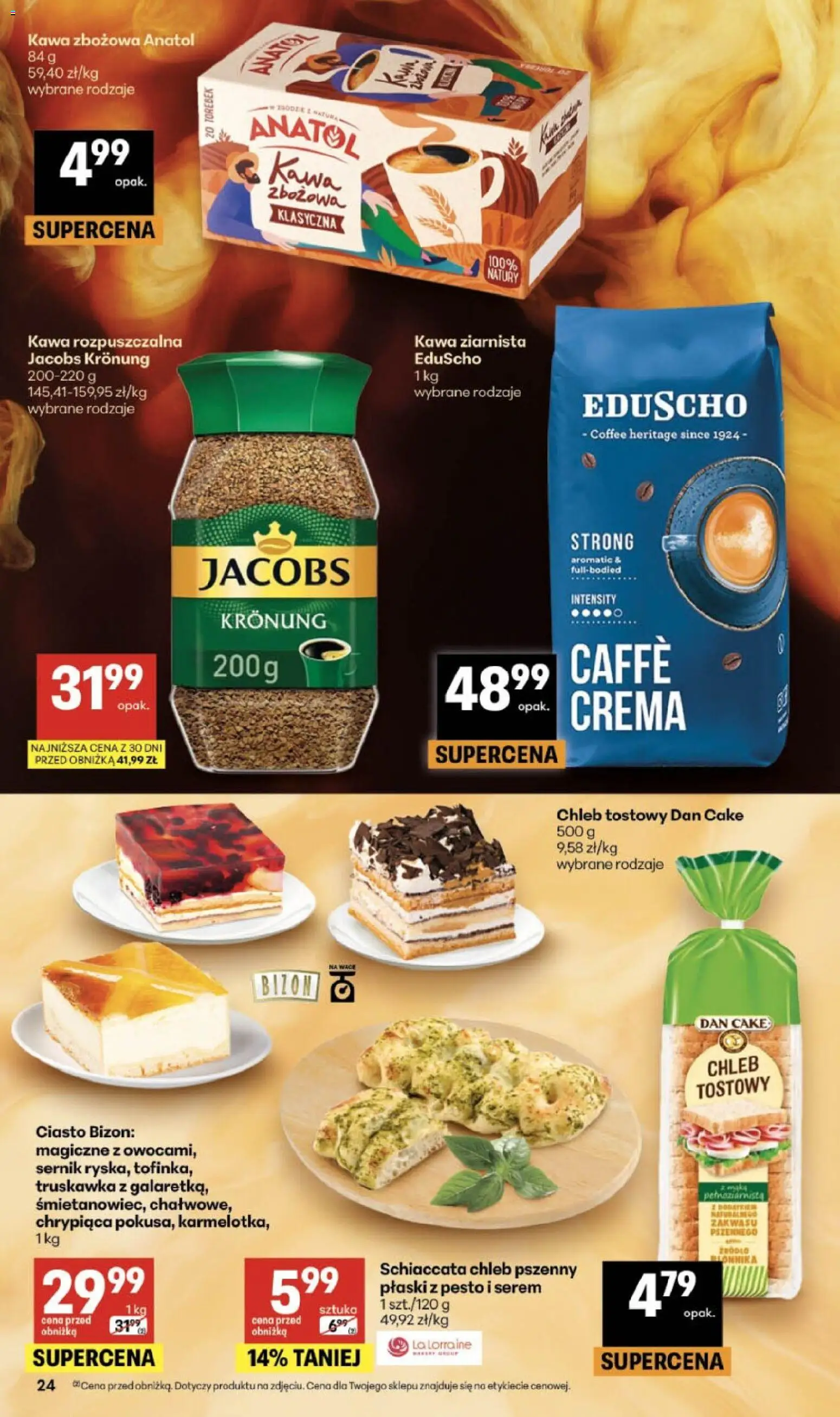 Delikatesy Centrum gazetka od 20.08.2026 | Strona: 24 | Produkty: Chleb tostowy, Kawa zbożowa, Pesto, Kawa