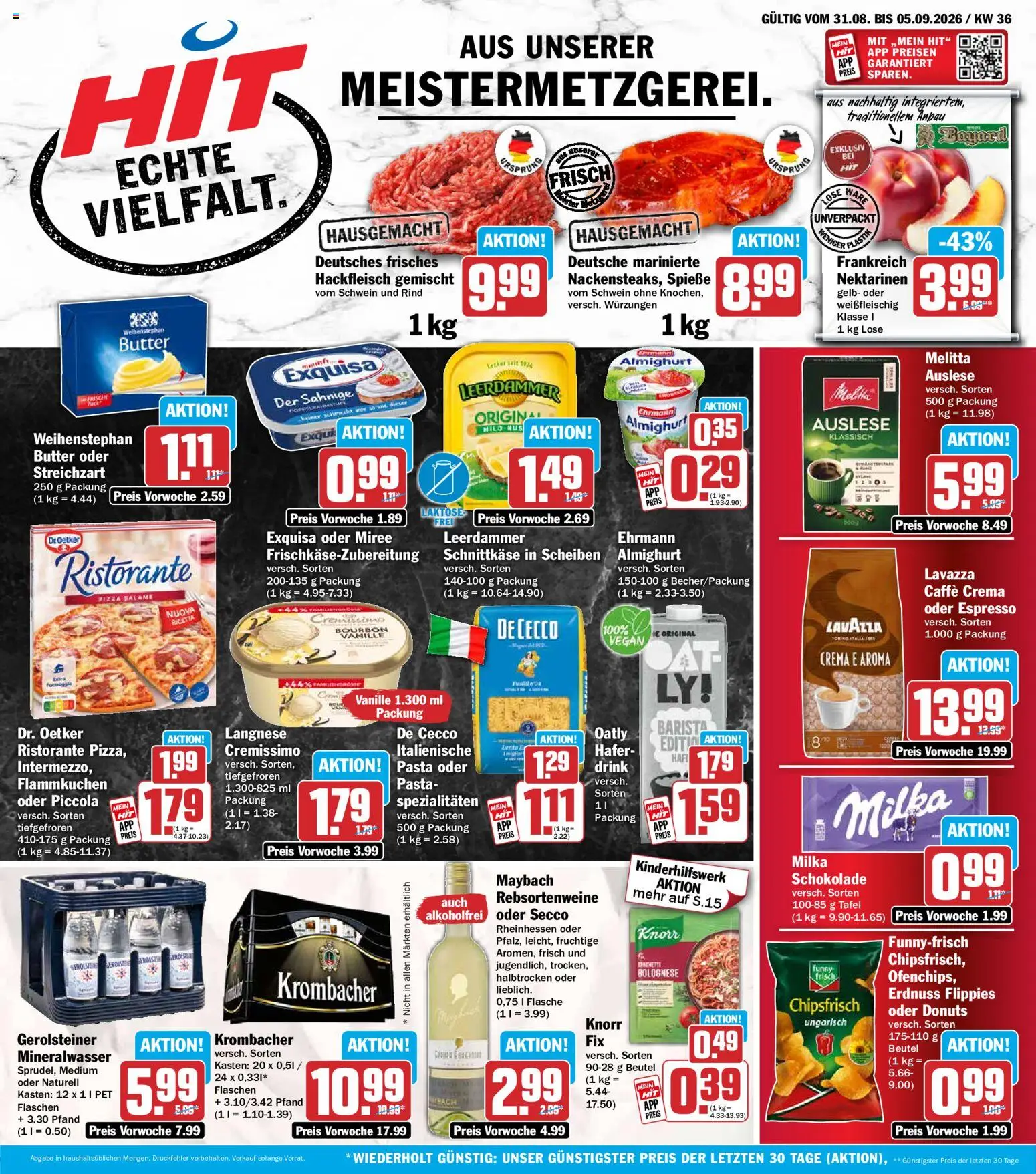 HIT Prospekt – gültig ab 31.08.2026 | Seite: 1 | Produkte: Langnese, Nektarinen, Spezialitäten, Vanille