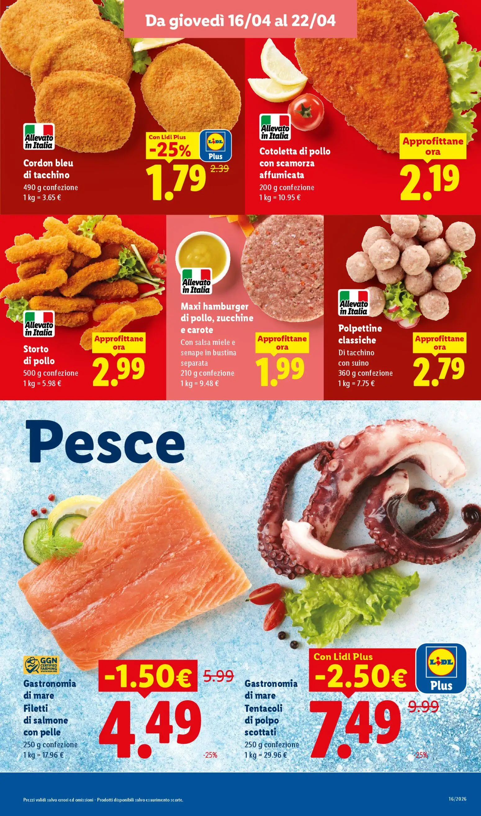 Volantino Lidl del 16.04.2026 | Pagina: 7 | Prodotti: Salmone, Suino, Tacchino, Hamburger