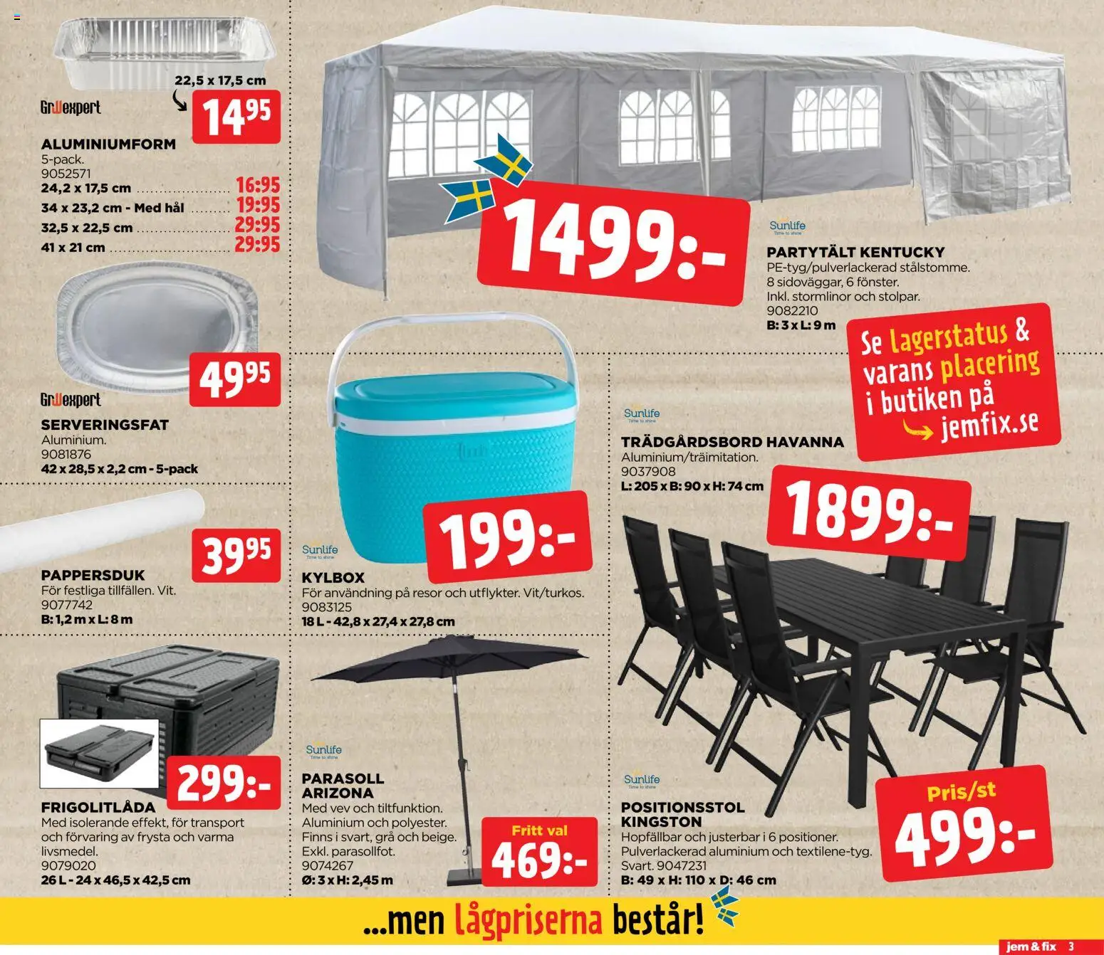 Jem & Fix reklamblad aktuell från 07.06.2026 | Sida: 3 | Produkter: Parasoll, Kylbox