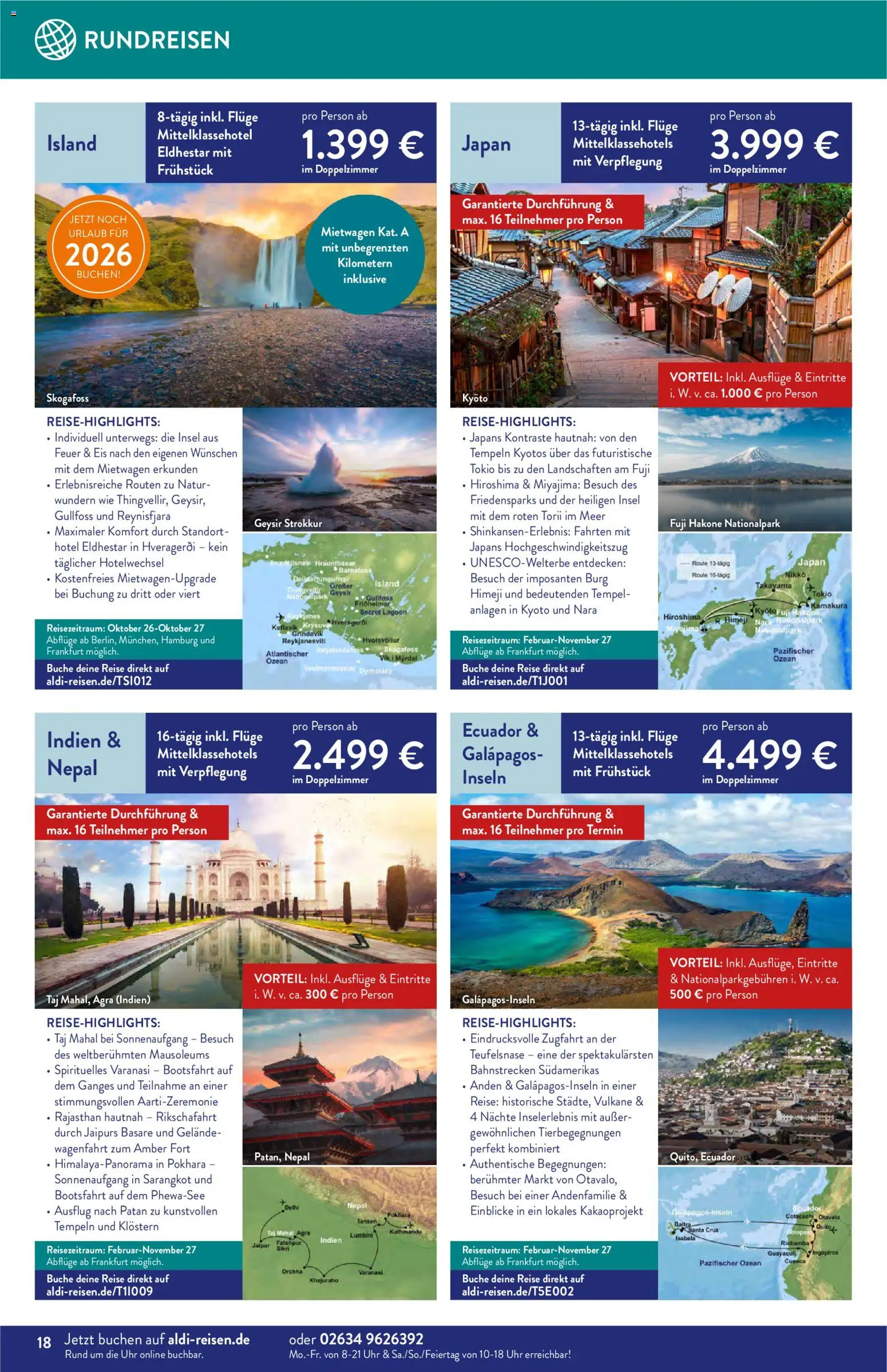 Aldi Reisen  Reisemagazin – gültig ab 01.09.2026 | Seite: 18 | Produkte: Eis, Uhr