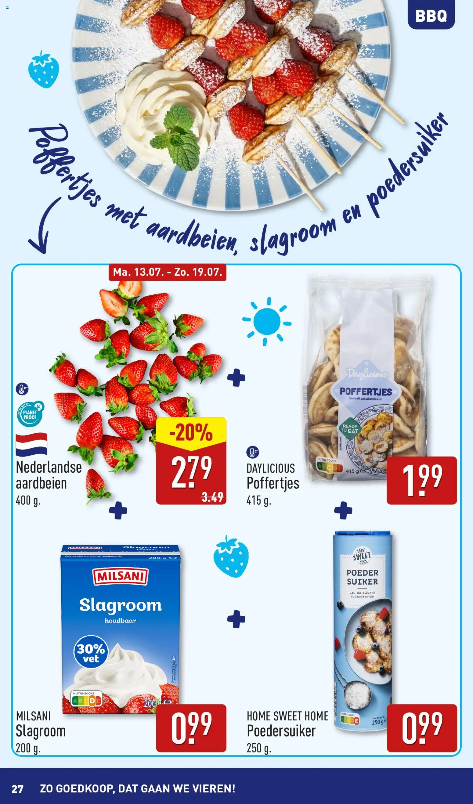 {H1} | Pagina: 27 | Producten: Waffelini, Aardbeien, Slagroom, Poeder