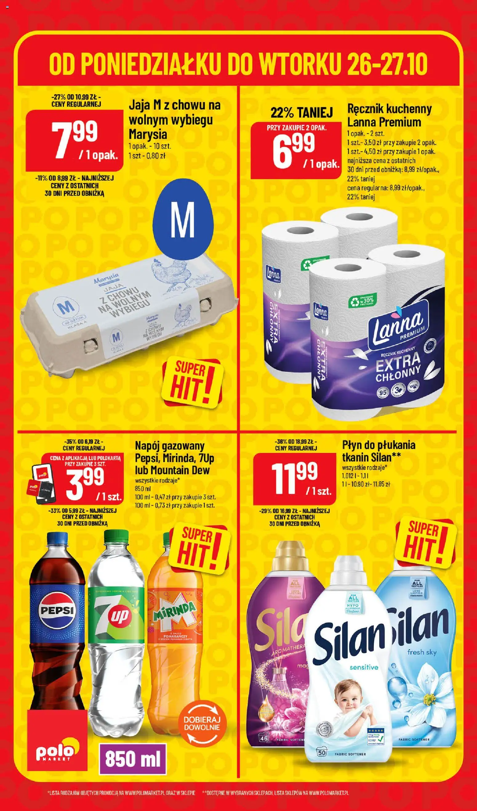 Nowa POLOmarket gazetka od jutra 26.10.2026 | Strona: 6 | Produkty: Płyn do płukania, Pepsi, Ręcznik kuchenny, Jaja
