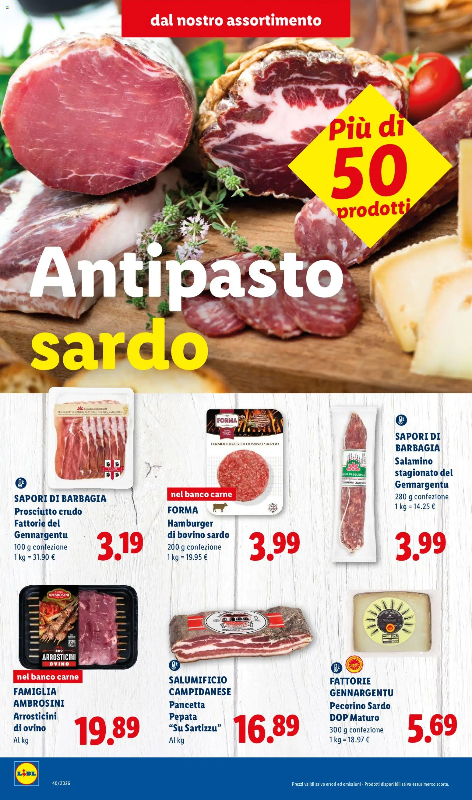 Volantino Lidl del 01/10/2026 | Pagina: 2 | Prodotti: Pancetta, Hamburger, Pecorino, Ovino