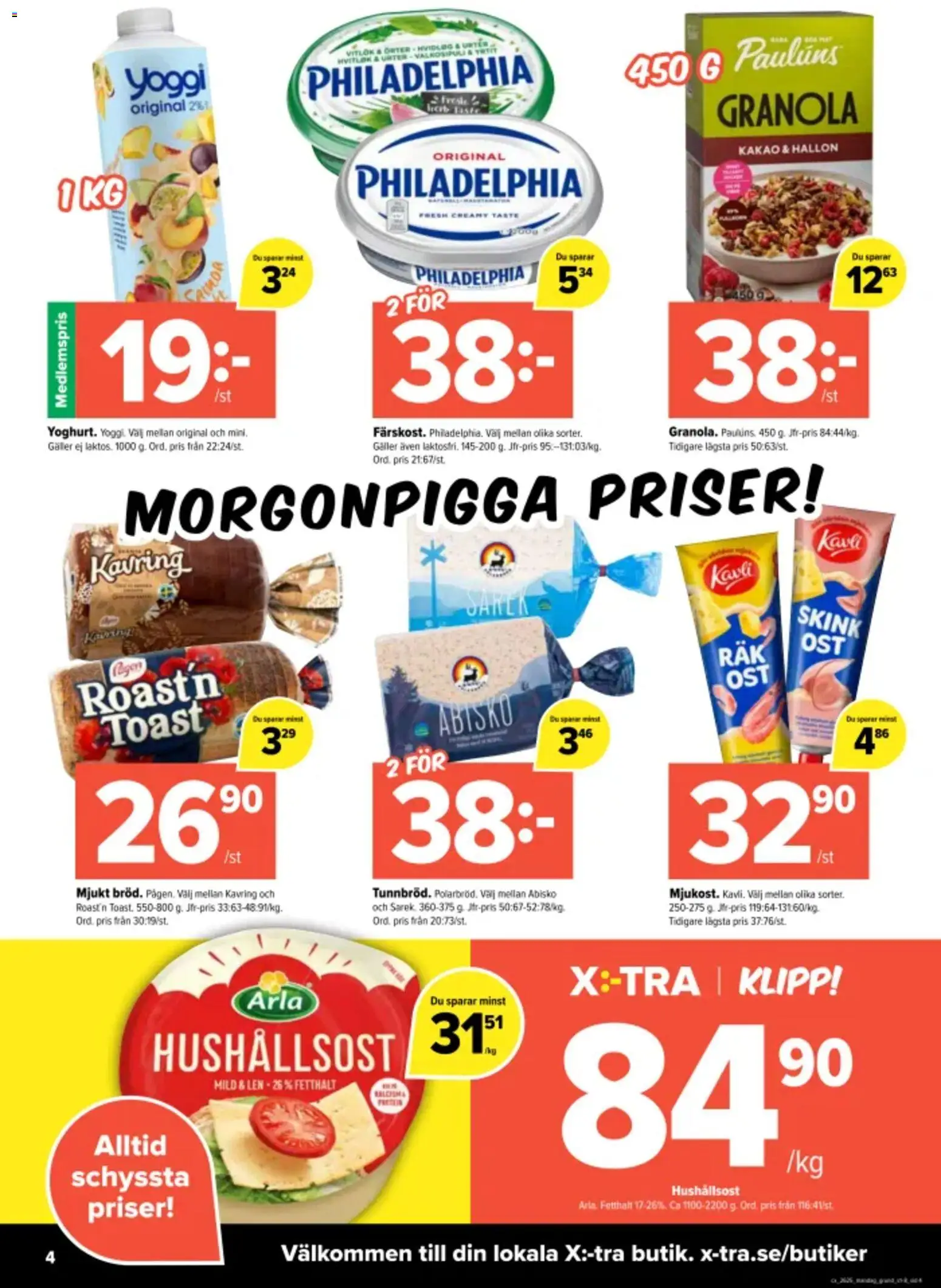 Coop X:-TRA reklamblad aktuell från 15.06.2026 | Sida: 4 | Produkter: Galler, Hushållsost, Vitlök, Yoggi