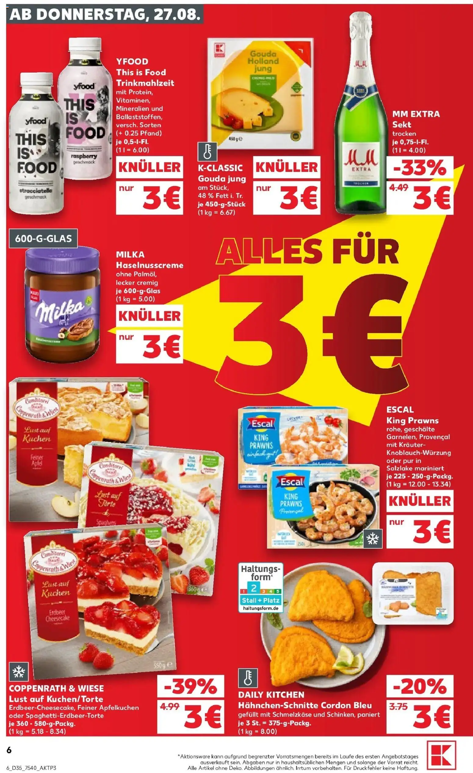 Prospekt Kaufland ab 24.08.2026 » Angebote Online zum Blättern | Seite: 17 | Produkte: Spaghetti, Gouda, Milka, YFood