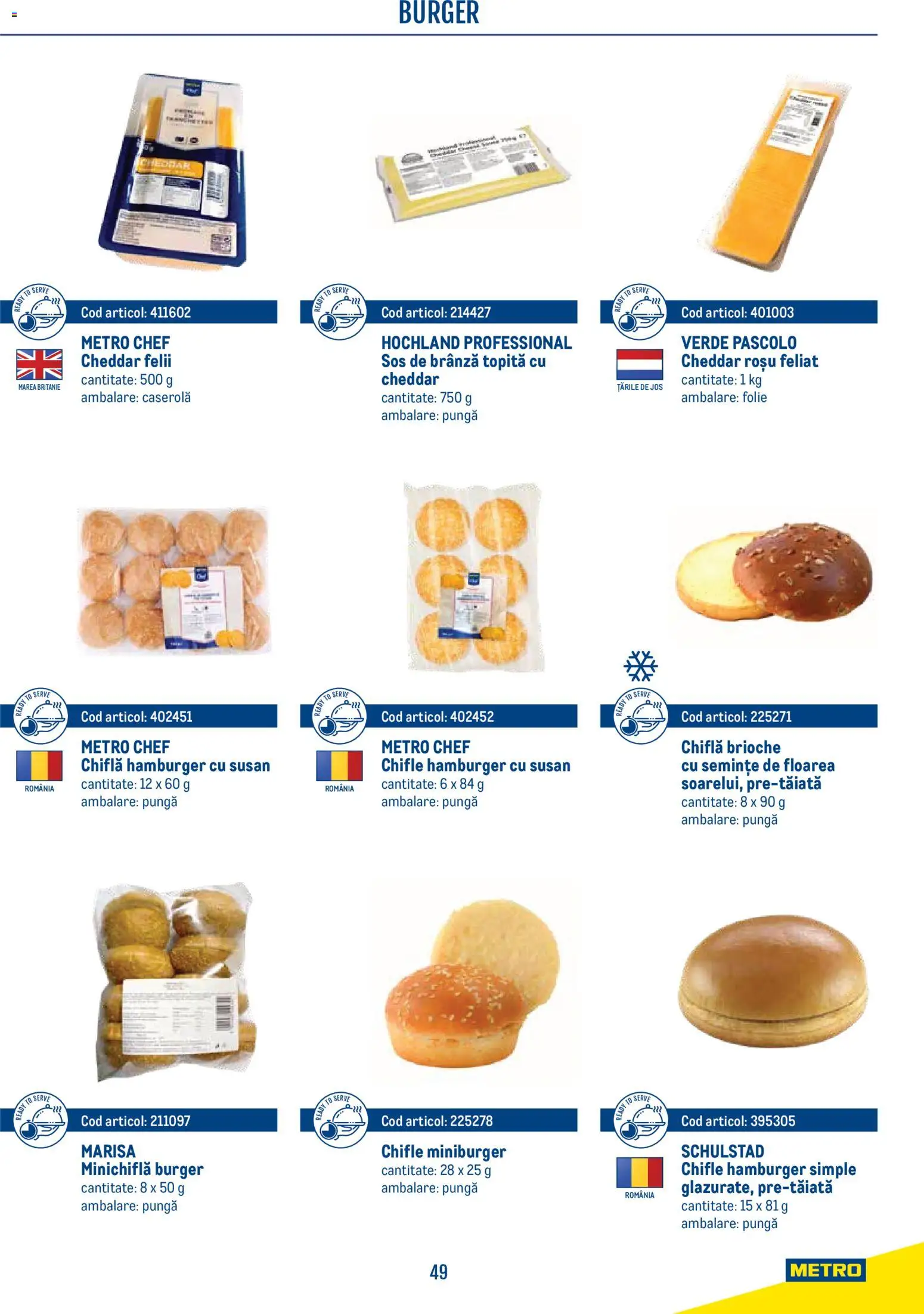 Noul catalog Metro – valabil de la 21.04.2026 | Pagină: 49 | Produse: Pungă, Semințe, Brânză, Burger