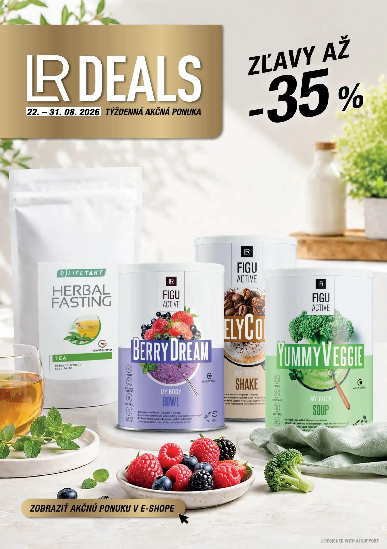 Nové LR akcie – leták je platný od 22.08.2026 | Strana: 1 | Produkty: Protein