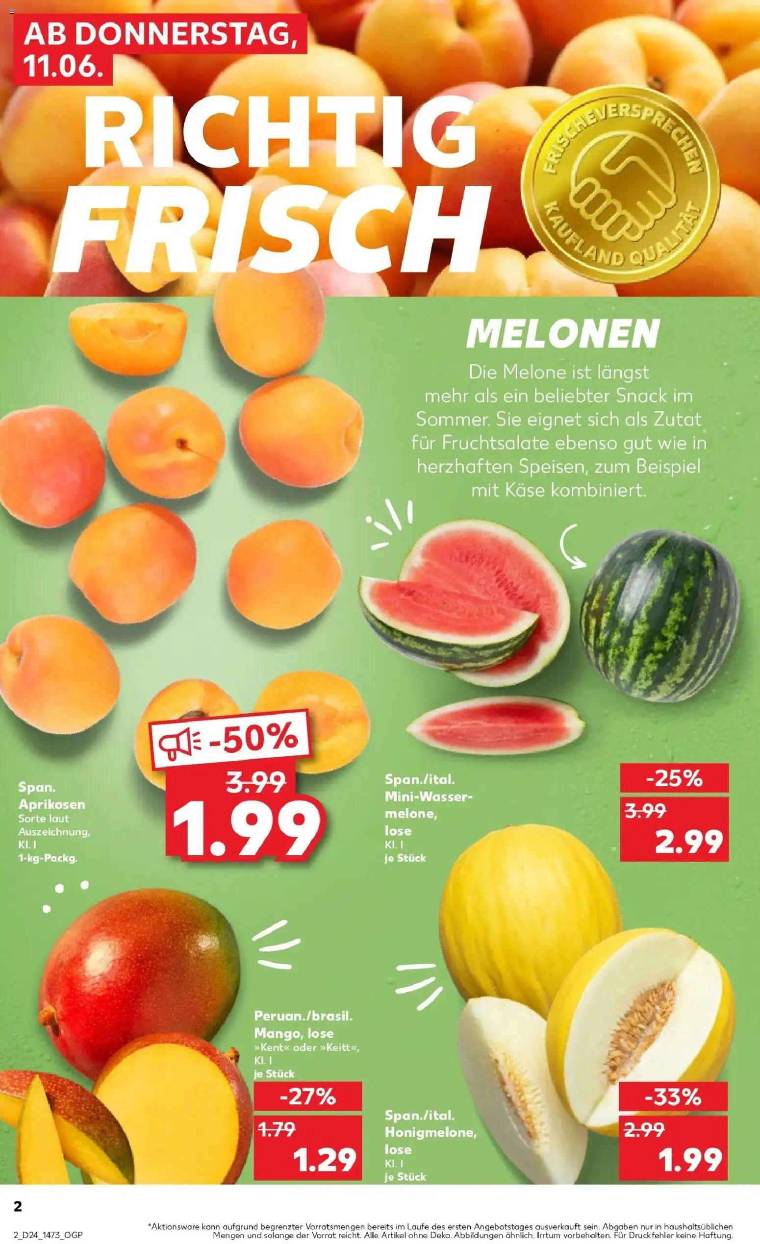 Kaufland Prospekt Großröhrsdorf – gültig ab 11.06.2026 | Seite: 2 | Produkte: Käse, Mango, Melone