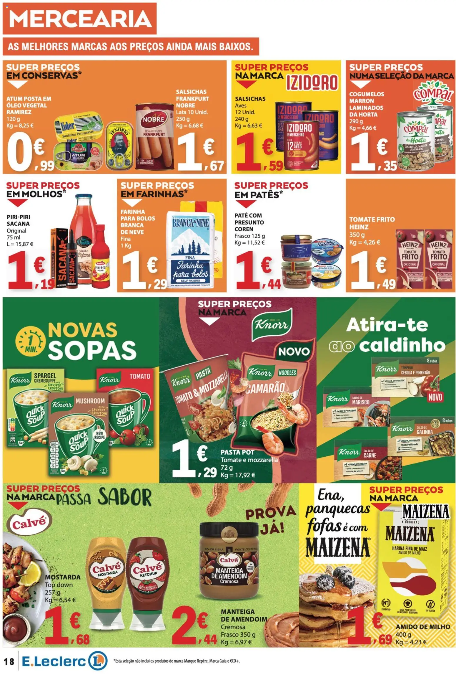 E.Leclerc folheto │ válido de 09/07/2026 | Página: 18 | Produtos: Panquecas, Cebola, Sardinhas, Óleo