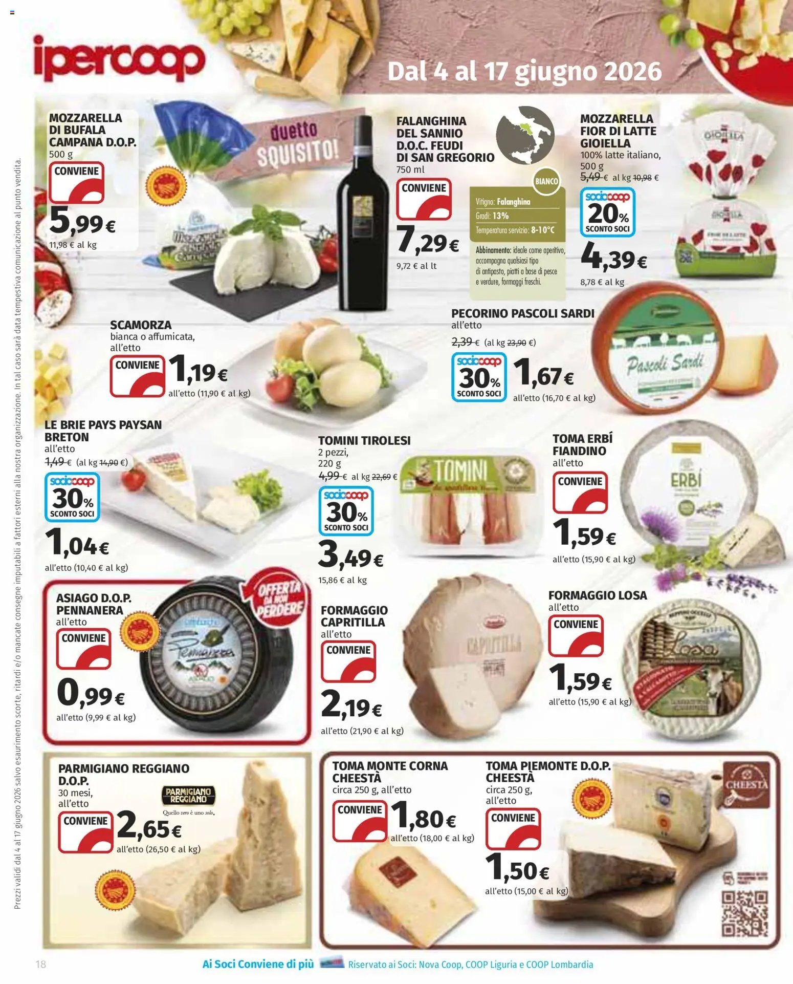 Volantino Ipercoop del 04.06.2026 | Pagina: 18 | Prodotti: Pesce, Latte, Parmigiano reggiano, Parmigiano