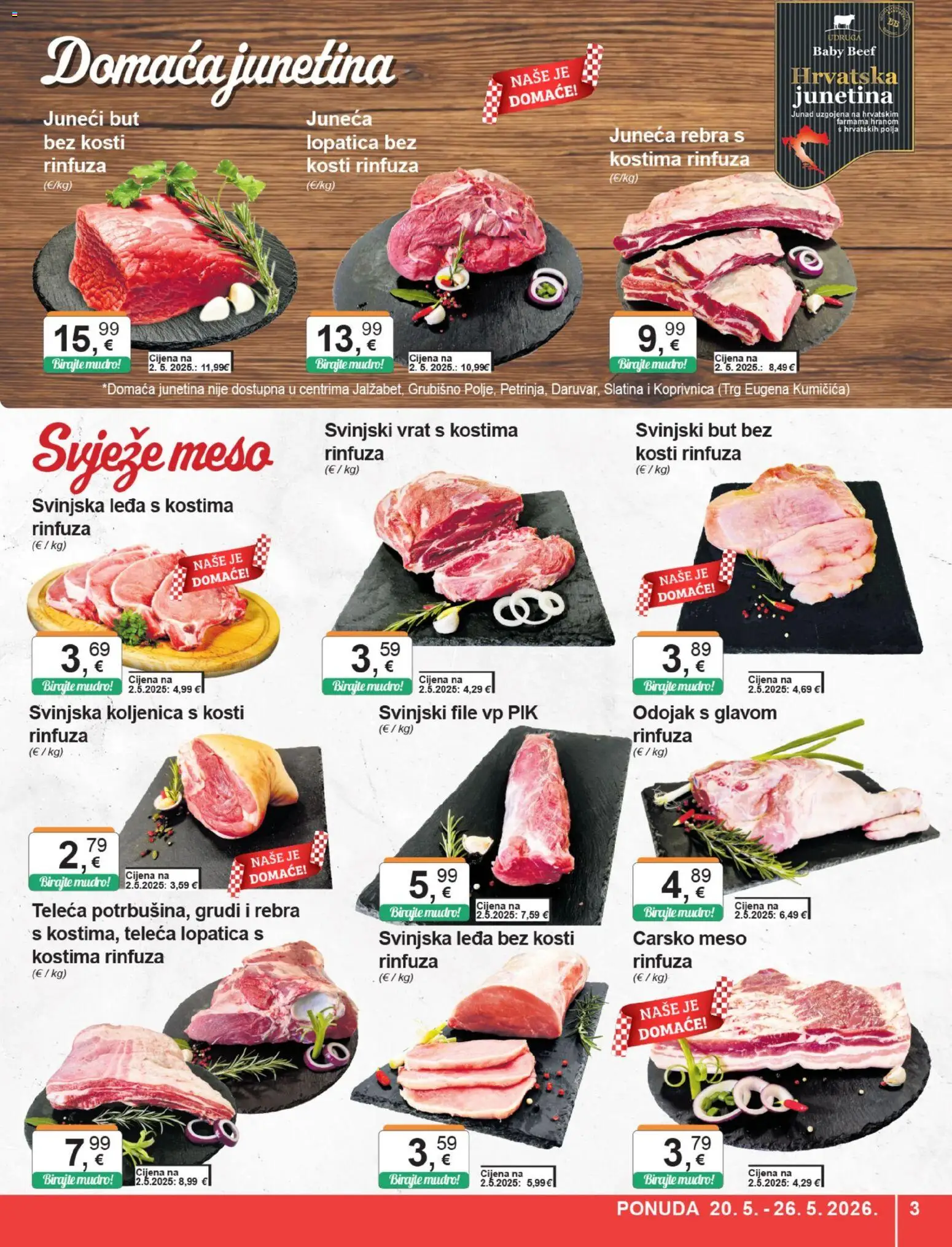 KTC katalog | vrijedi od 20.05.2026 | Stranica: 3 | Proizvodi: Odojak, Carsko meso, Svinjski but, Junetina