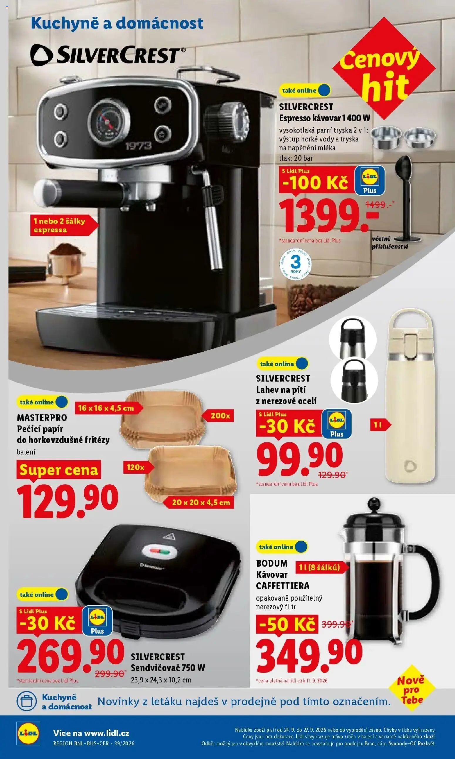 Lidl leták od 21.09.2026 - Nový akční leták | Strana: 16 | Produkty: Kávovar, Sendvičovač, Kuchyně, Láhev