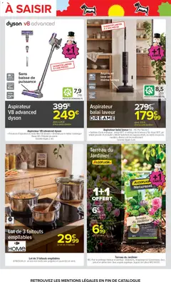 Carrefour - Prévisualisation de Aspirateur balai laveur, Aspirateur balai laveur. Système d'auto-nettoyage : lavage 90°C et séchage de la brosse à l'air chaud 90°C par simple pression d'un bouton. Atteint facilement les espaces étroits, les bords et sous les meubles. Brosse anti-enchevêtrement. Garantie légale 2 ans. valide à partir de 08/09/2026 | Page: 69 | Produits: Dyson, Engrais, Aspirateur, Brosse